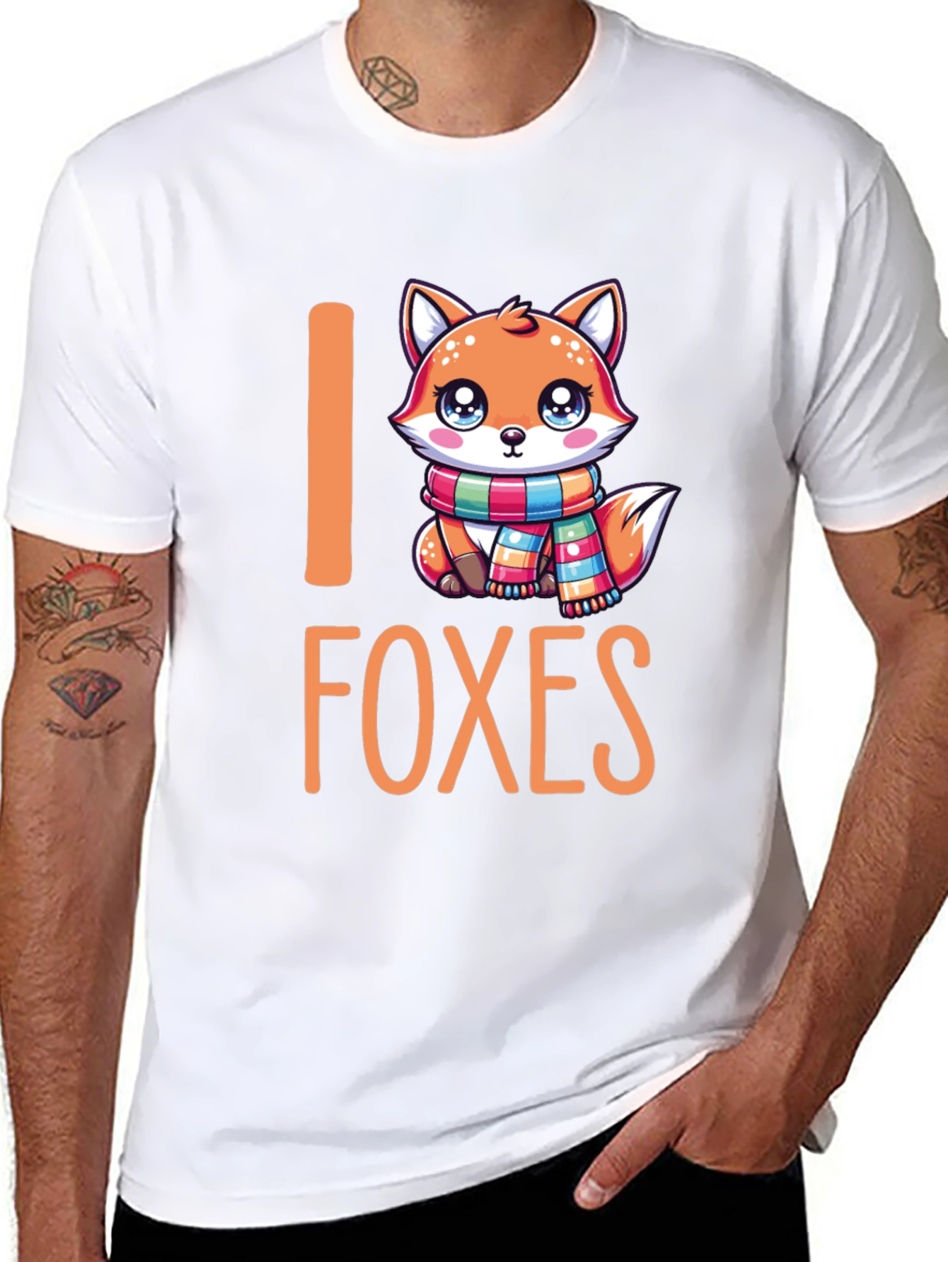 Black I Love Foxes Graphic T-Shirt view 8