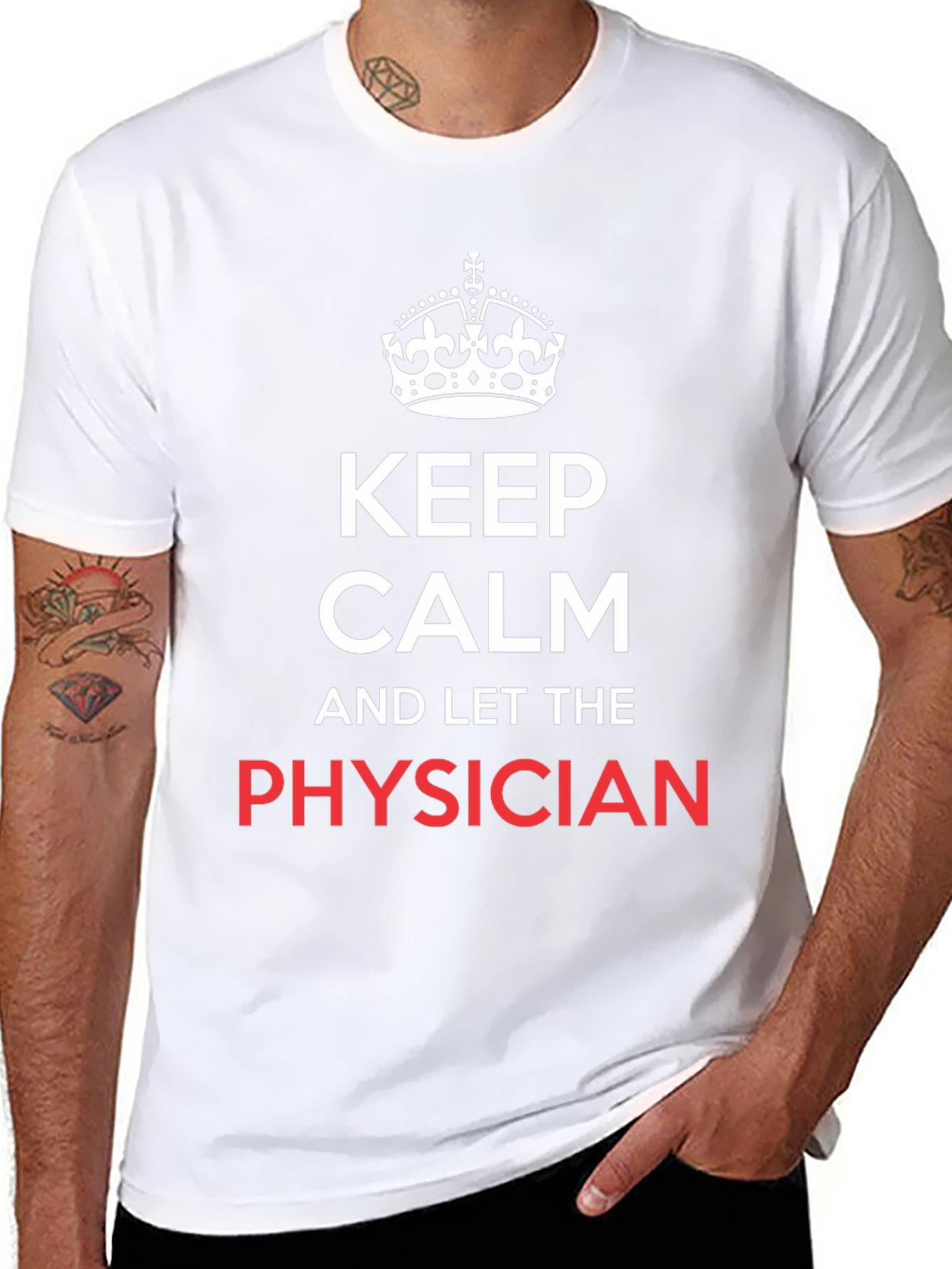 Black Keep Calm Physician T-Shirt - Black Graphic Tee view 8