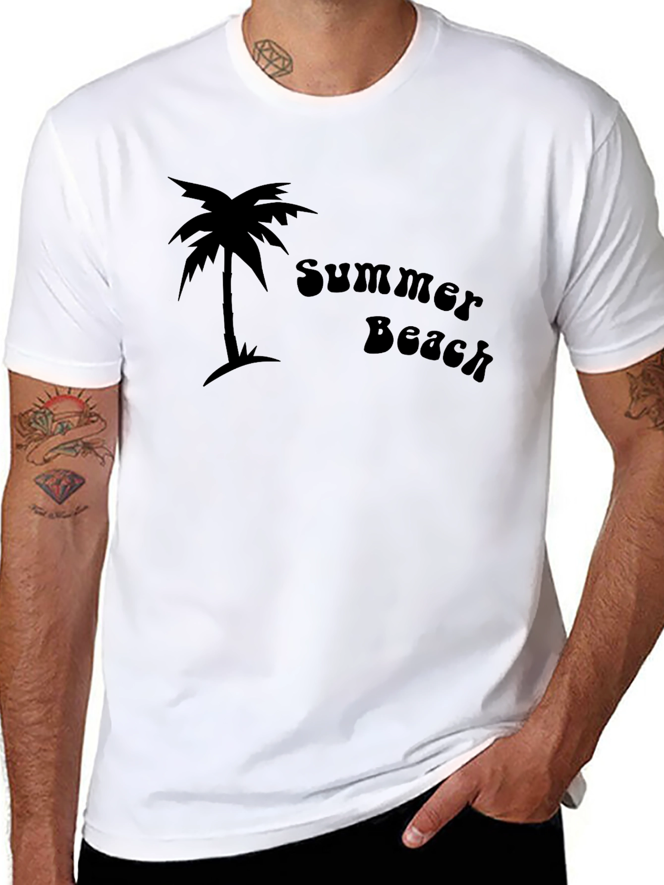Black Summer Beach Palm Tree Graphic Tee view 8