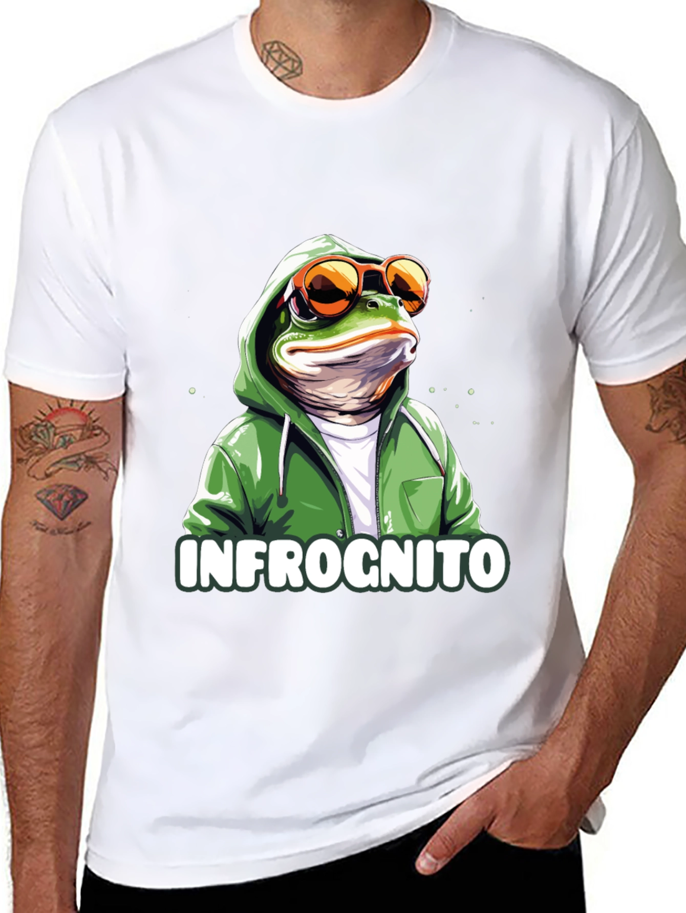 Black Infrognito Frog T-Shirt - Cool & Funny Design view 8