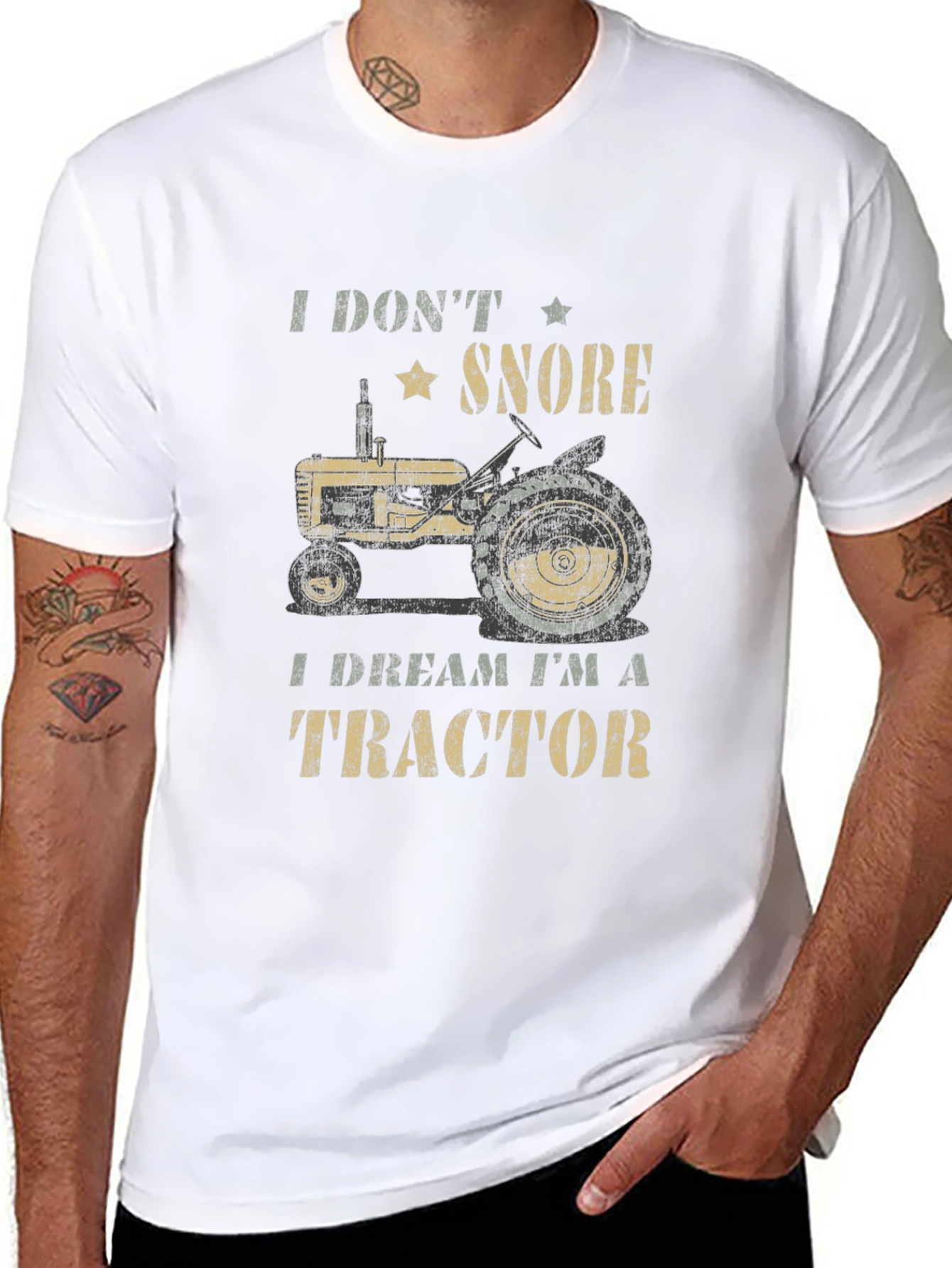 Black I Dream I'm A Tractor T-Shirt view 8