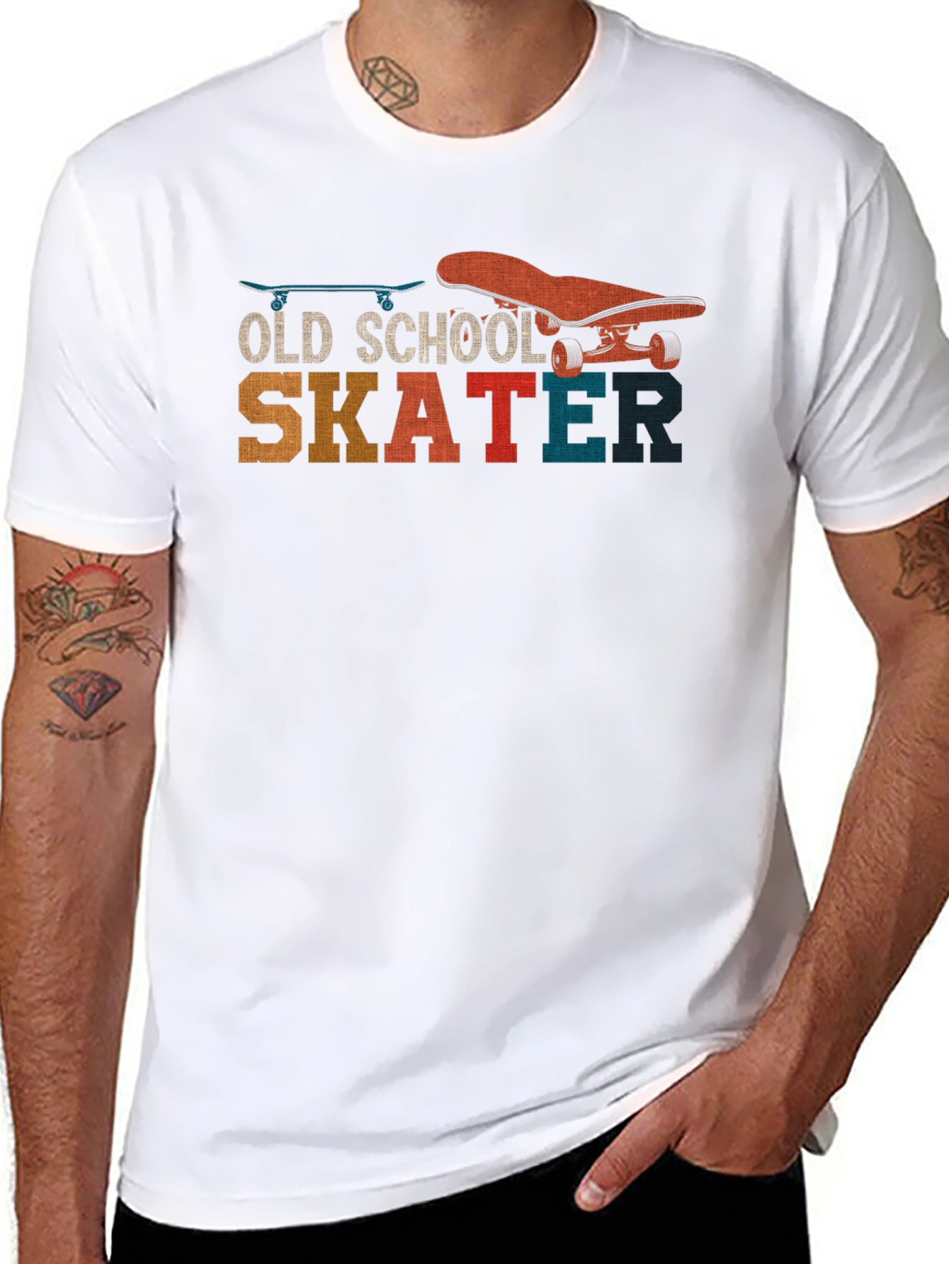 Black Old School Skater Graphic T-Shirt - Retro Style view 8