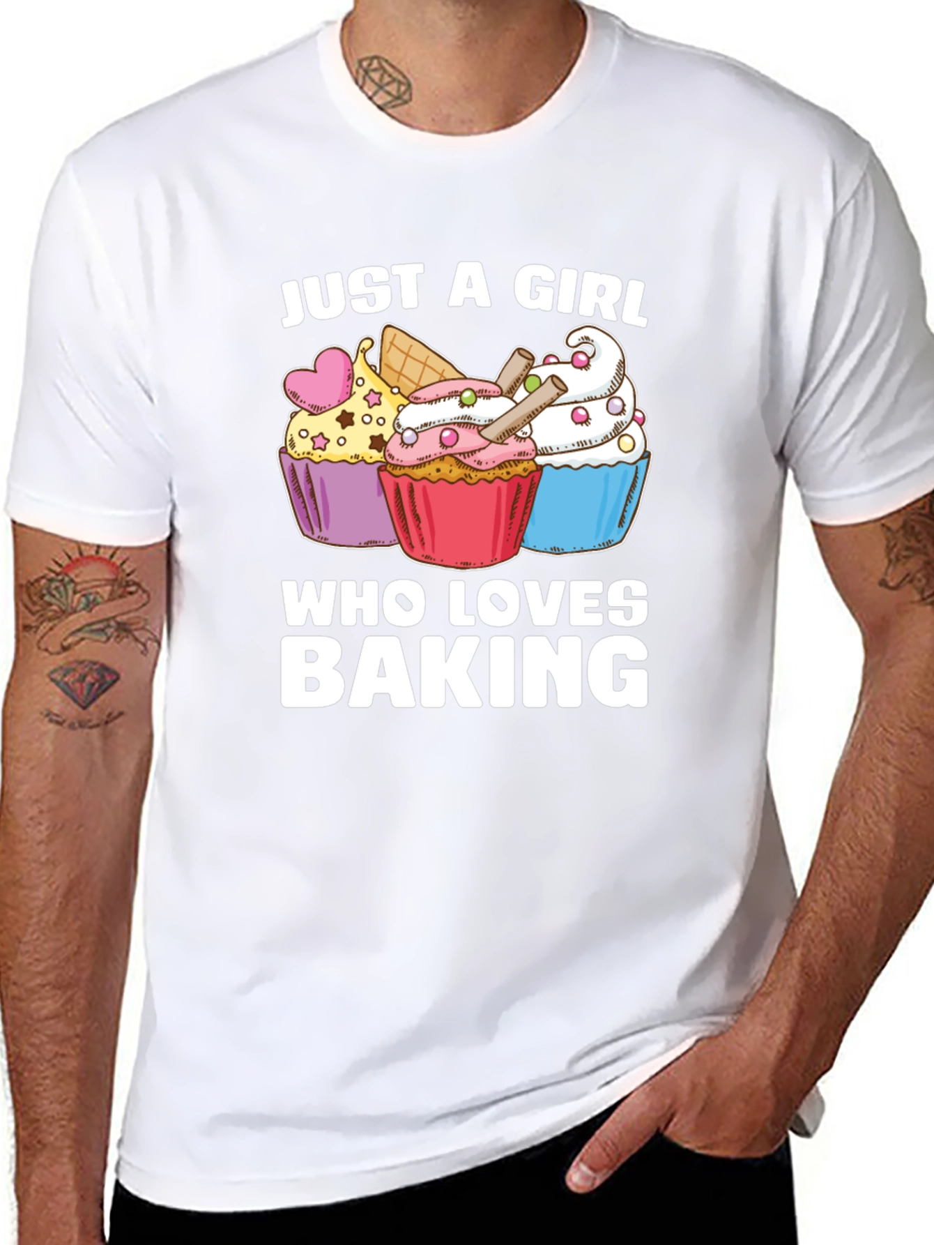 Black Just A Girl Who Loves Baking Cupcake T-Shirt view 8