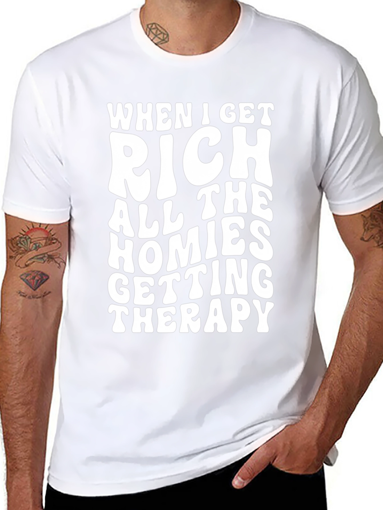 Black When I Get Rich T-Shirt: Humorous Therapy Gift Tee view 8