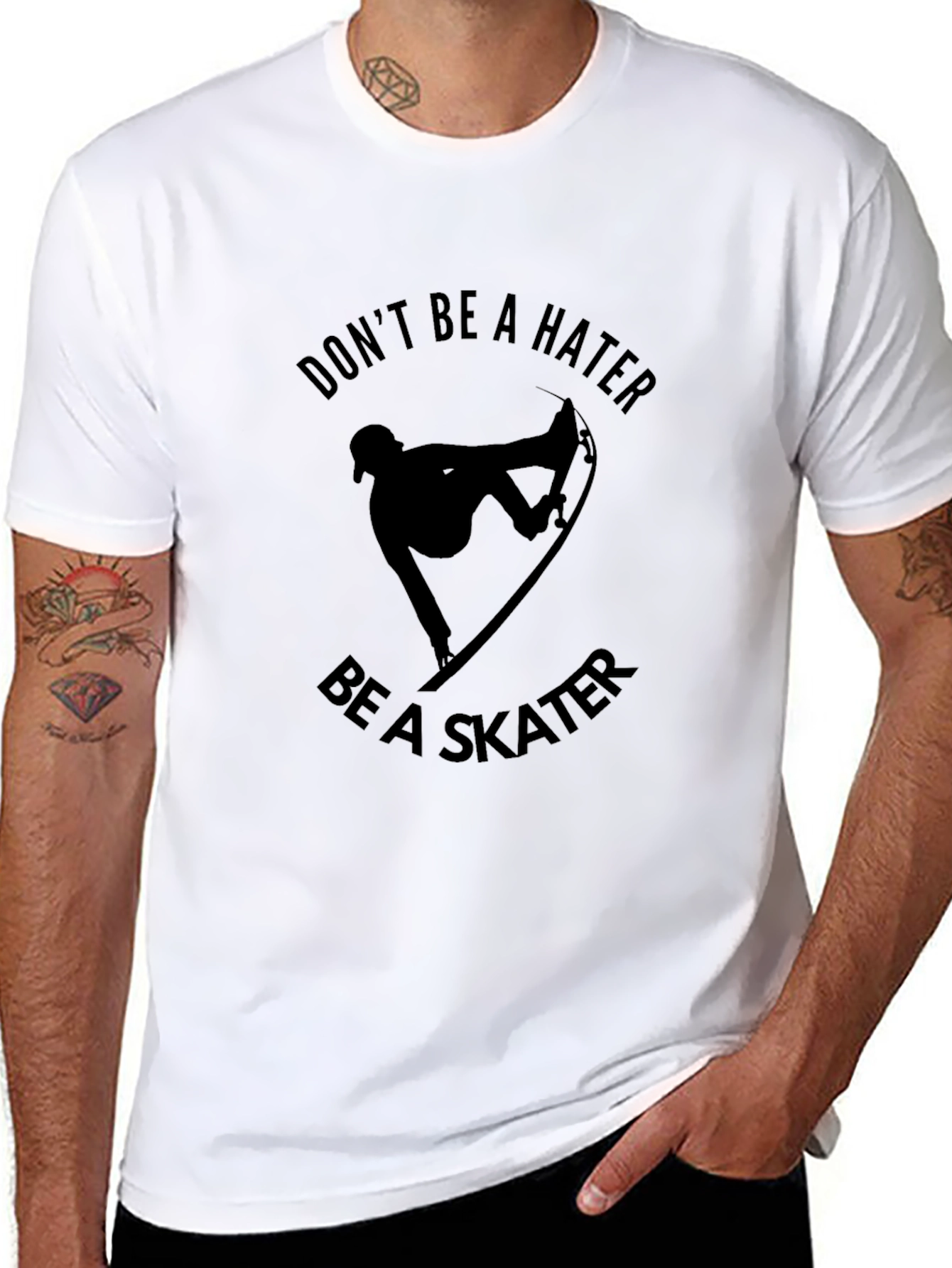 Black Don't Be A Hater Be A Skater Graphic Tee - Black view 8