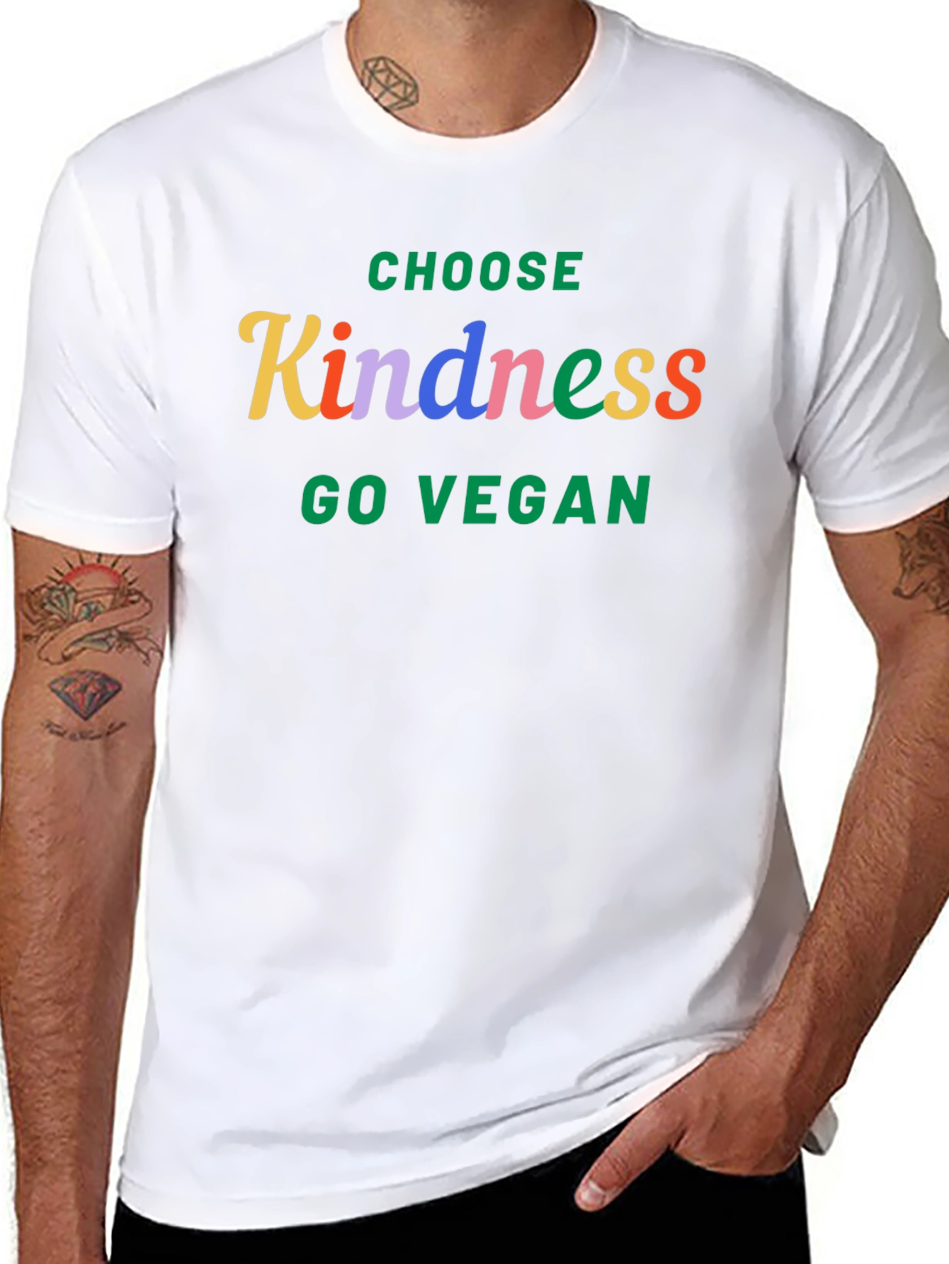 Black Choose Kindness Go Vegan T-Shirt - Unisex view 8