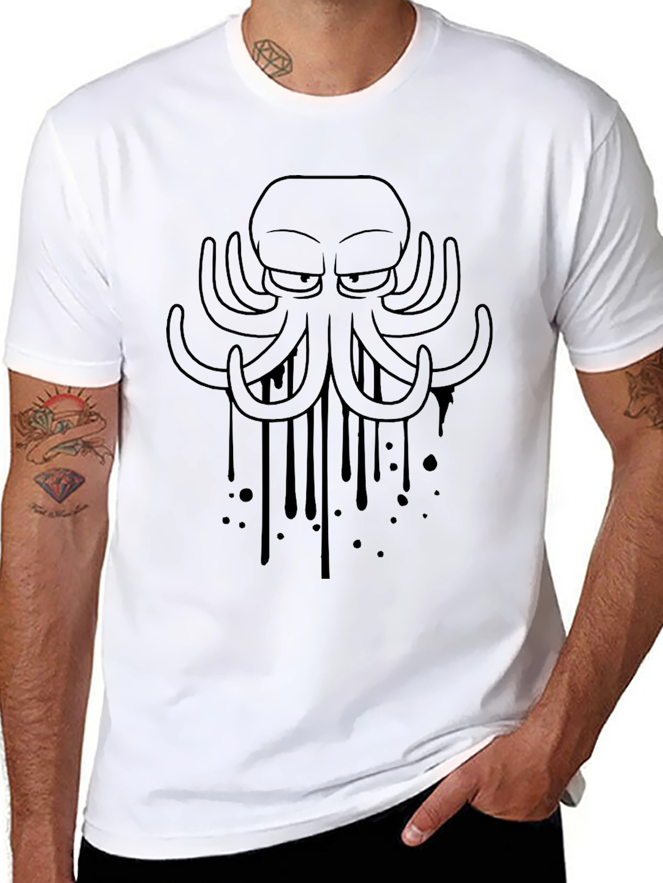Black Squidward Drip Graphic T-Shirt - Black view 8