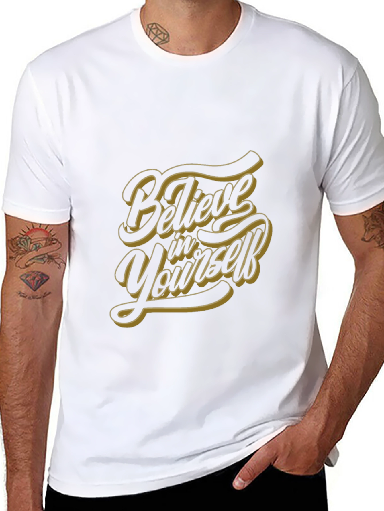Black Believe in Yourself Graphic Tee - Stylish Black T-Shirt view 8
