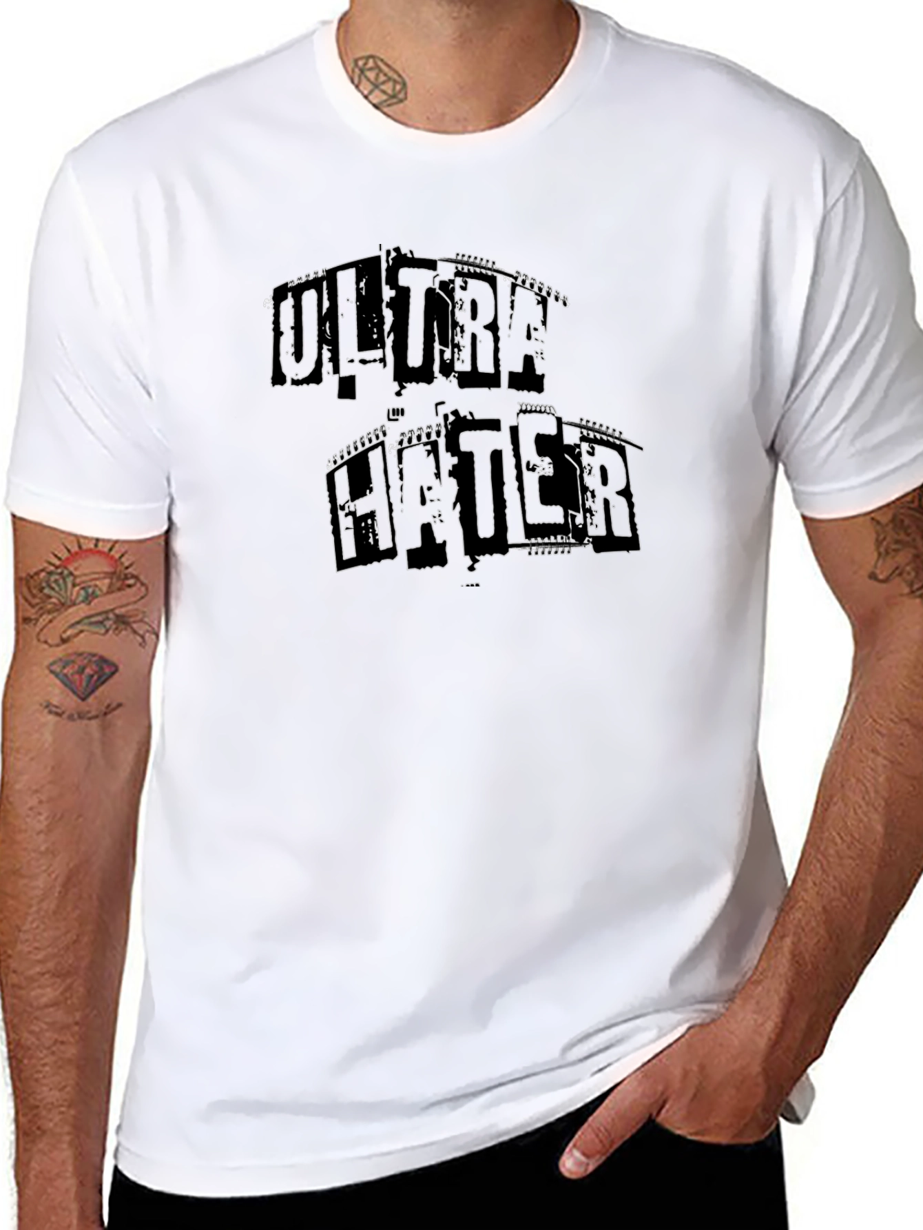 Black Ultra Hater Graphic Tee - Bold Statement T-Shirt view 8