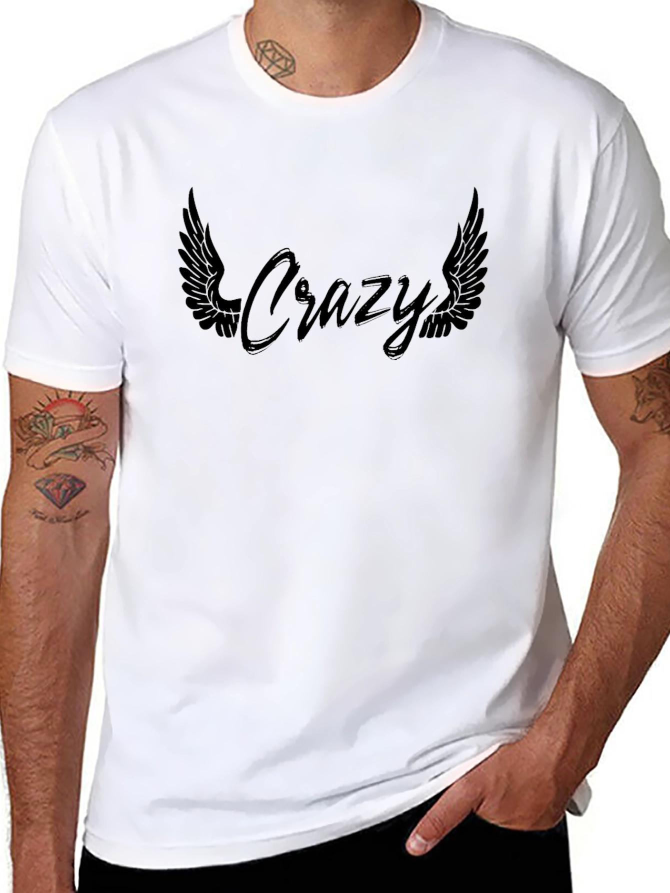 Black Crazy Wings Graphic Tee - Edgy Streetwear view 8