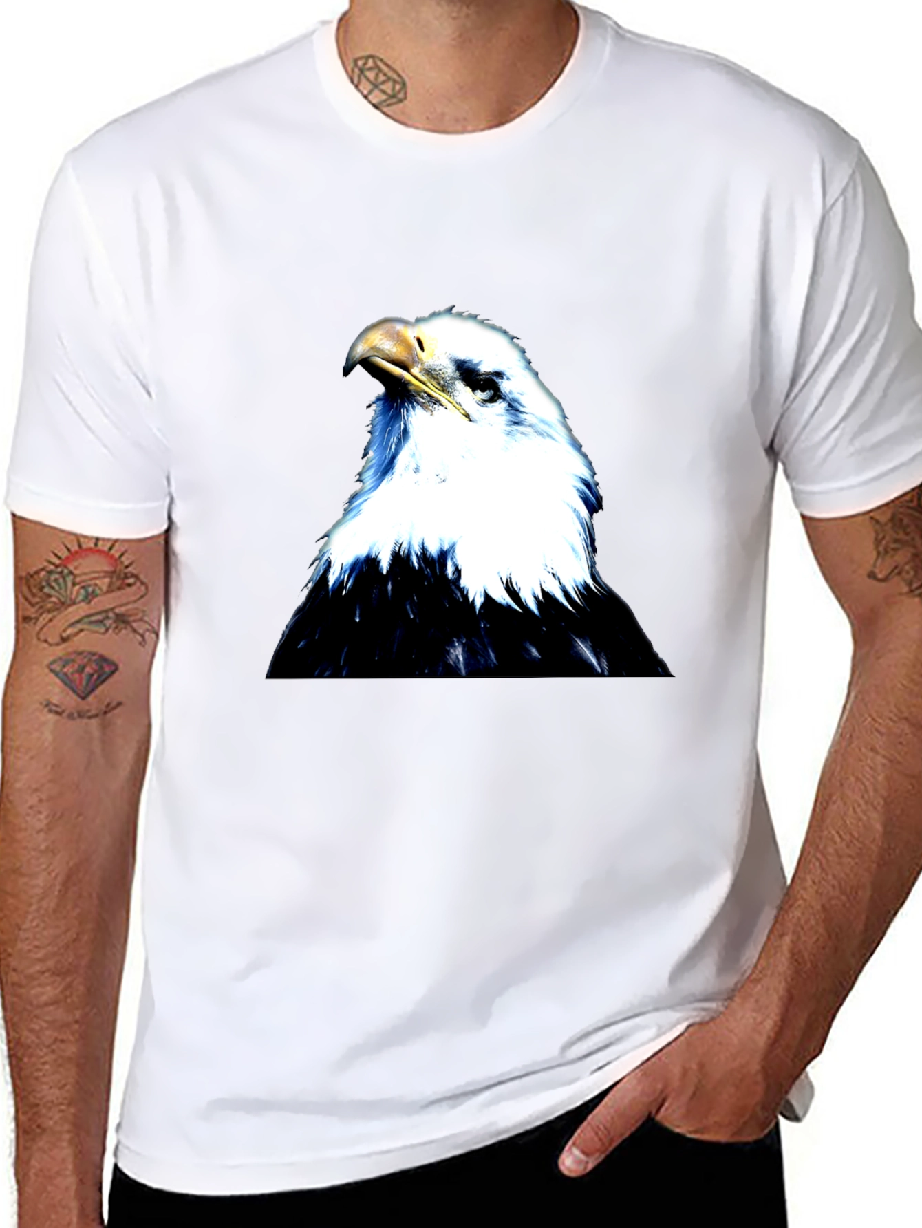 Black Eagle Graphic Black T-Shirt for Men view 8
