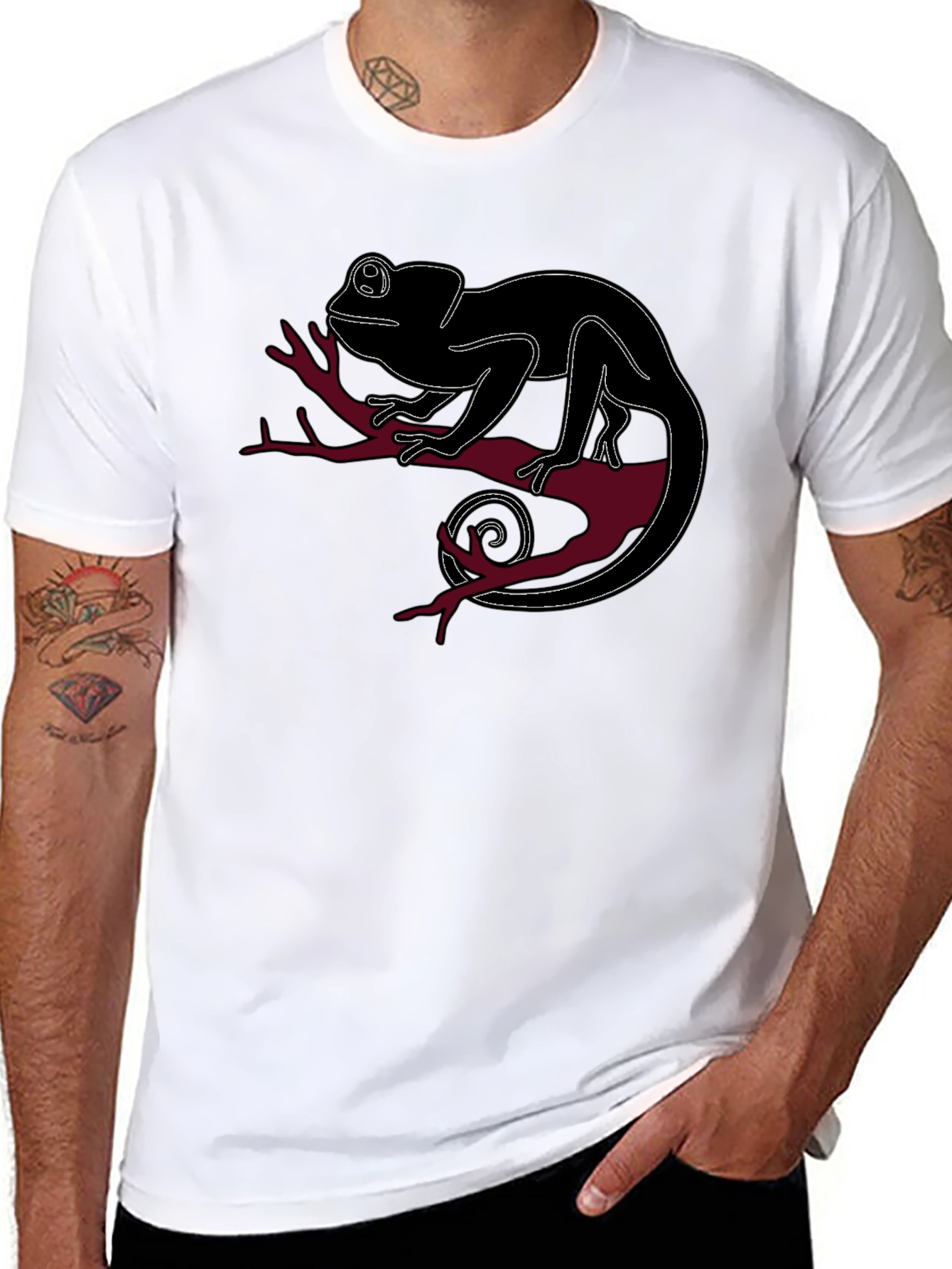 Black Chameleon Graphic Tee - Unique Animal Design view 8