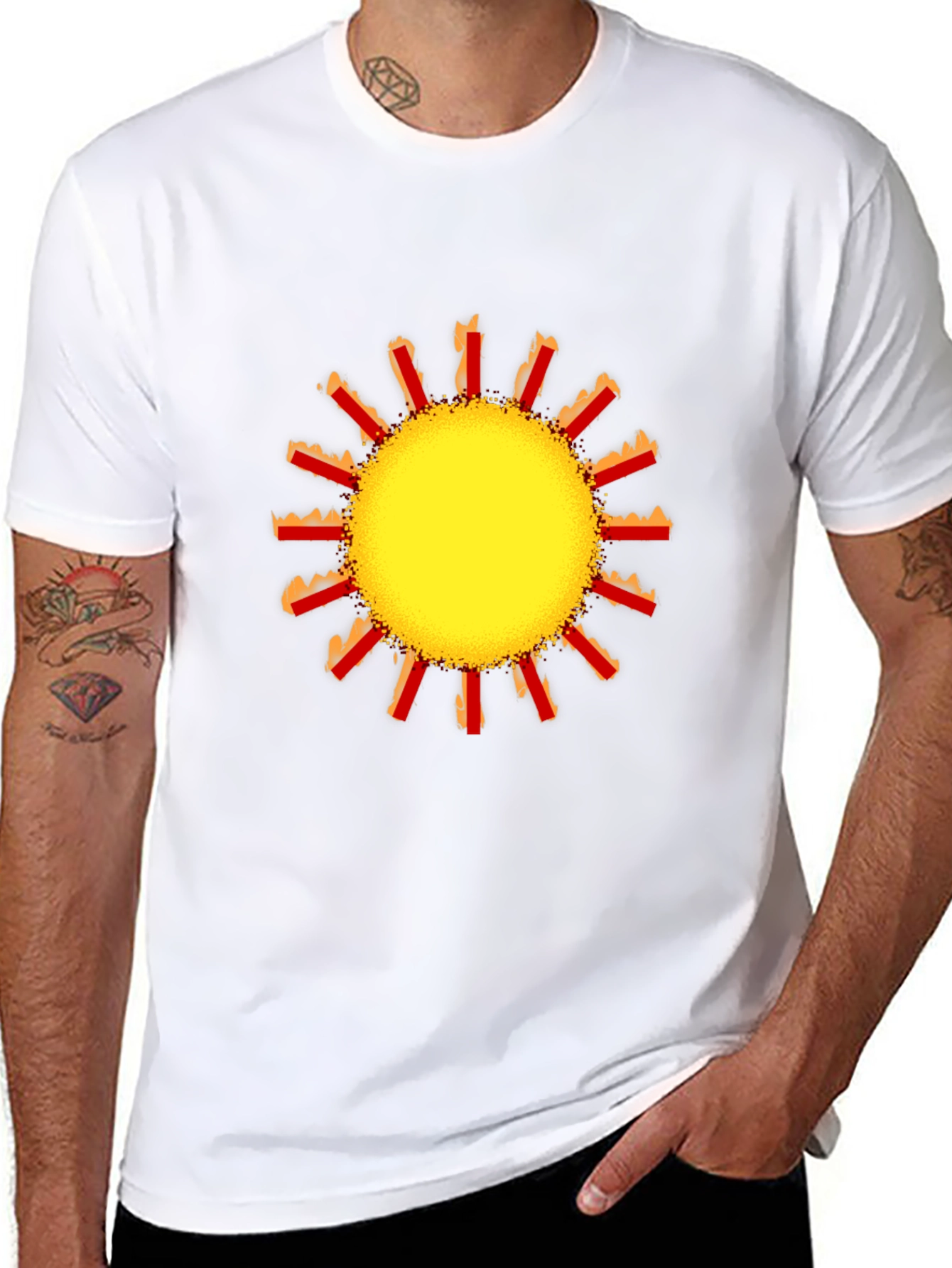 Black Vibrant Sun Graphic Black T-Shirt view 8