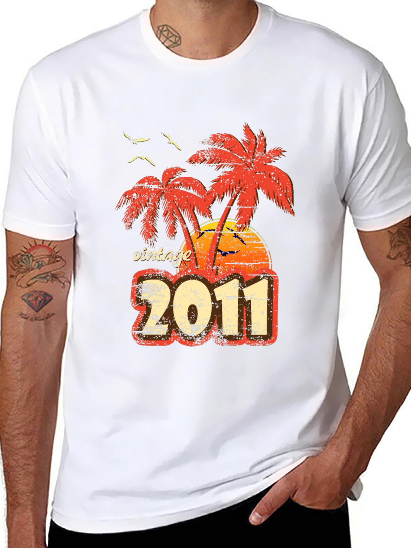 Black Vintage 2011 Palm Tree Graphic Tee view 8