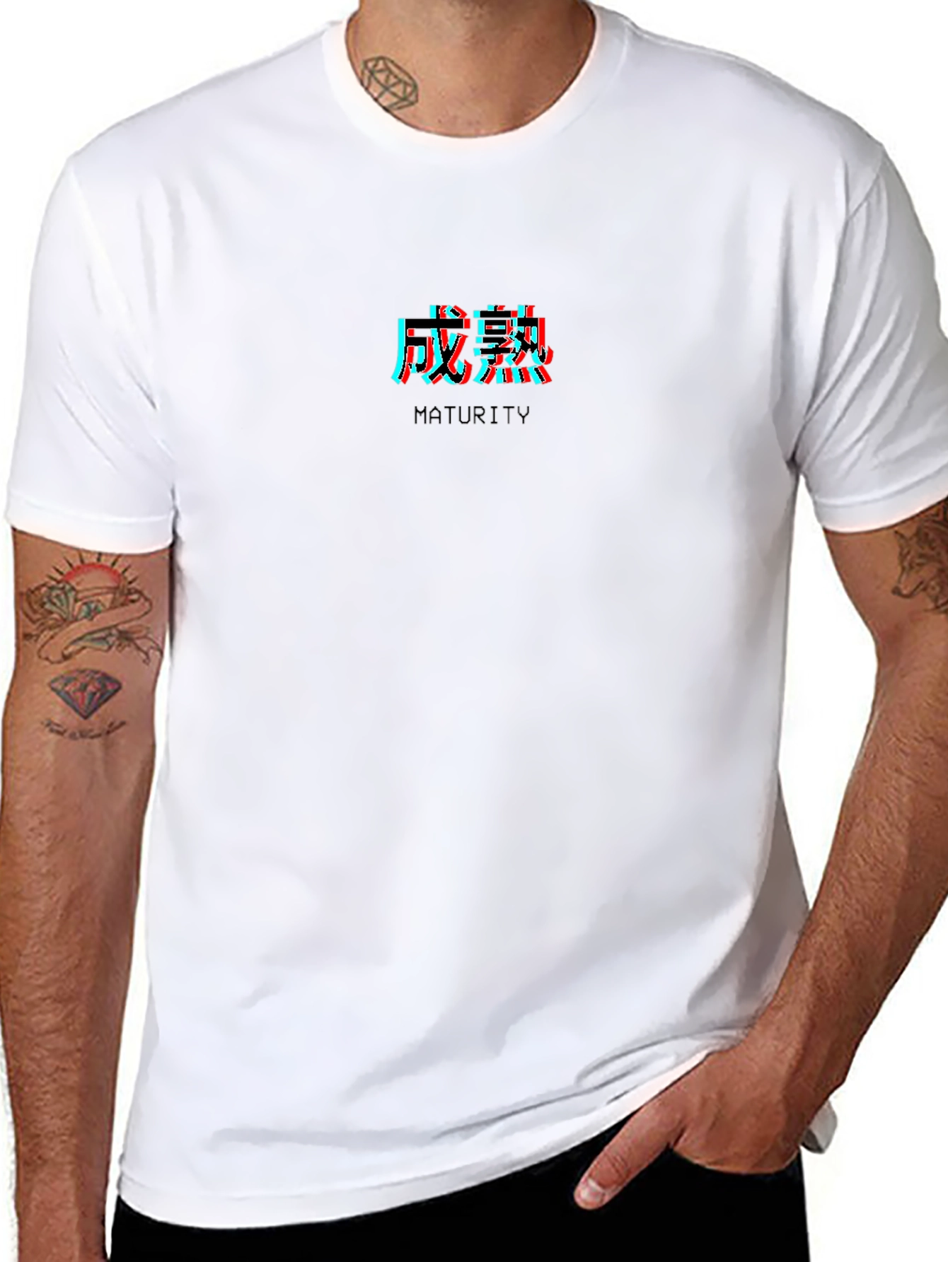 Black Maturity Kanji Glitch Tee - Stylish Black T-Shirt view 8