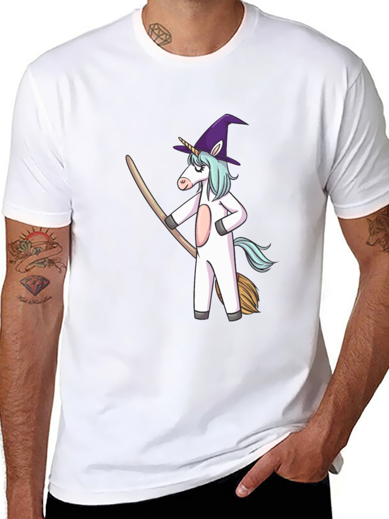 Black Unicorn Witch T-Shirt - Halloween Costume Tee view 8