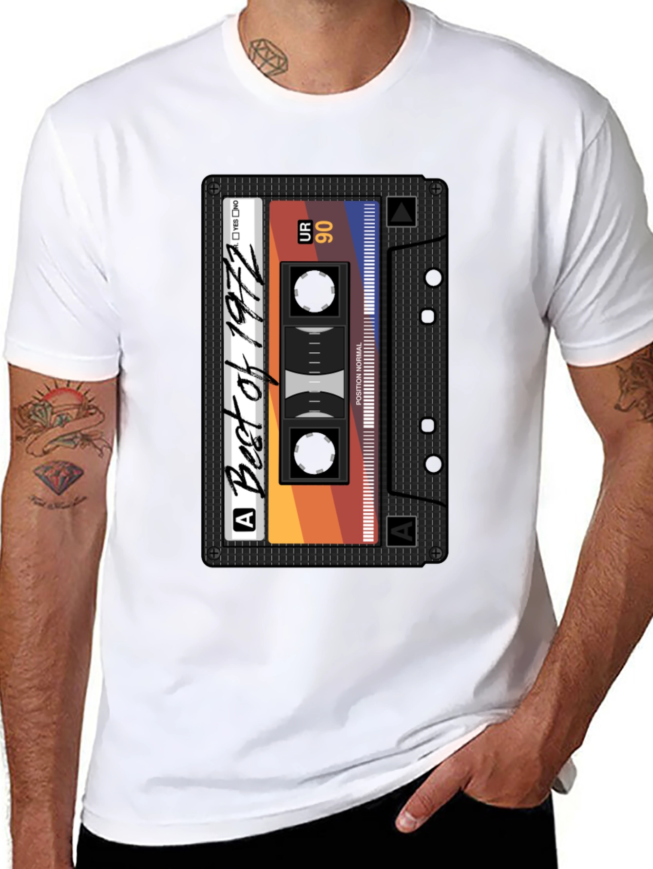 Black Best of 1972 Cassette Tape Graphic T-Shirt view 8
