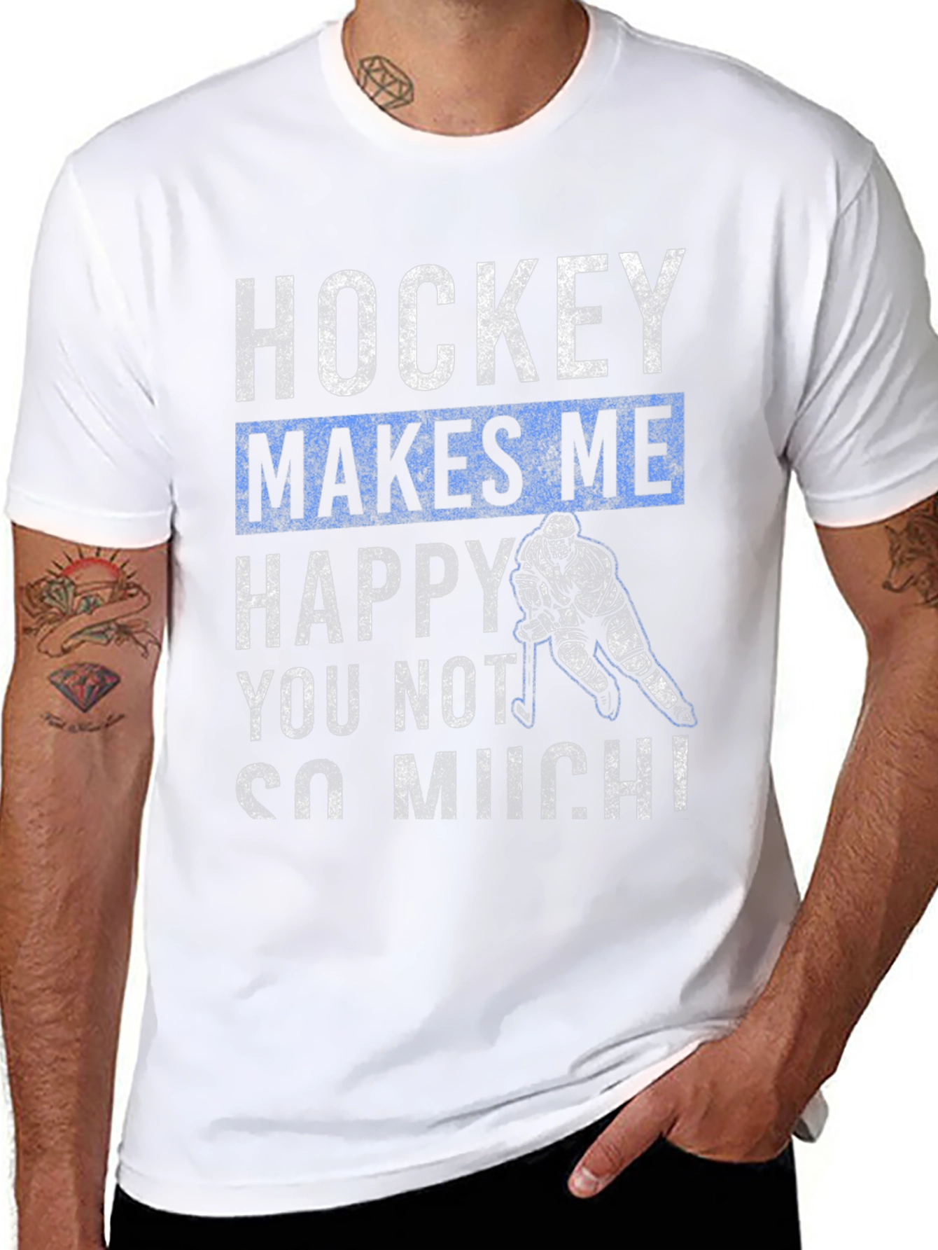 Black Hockey Makes Me Happy T-Shirt view 8