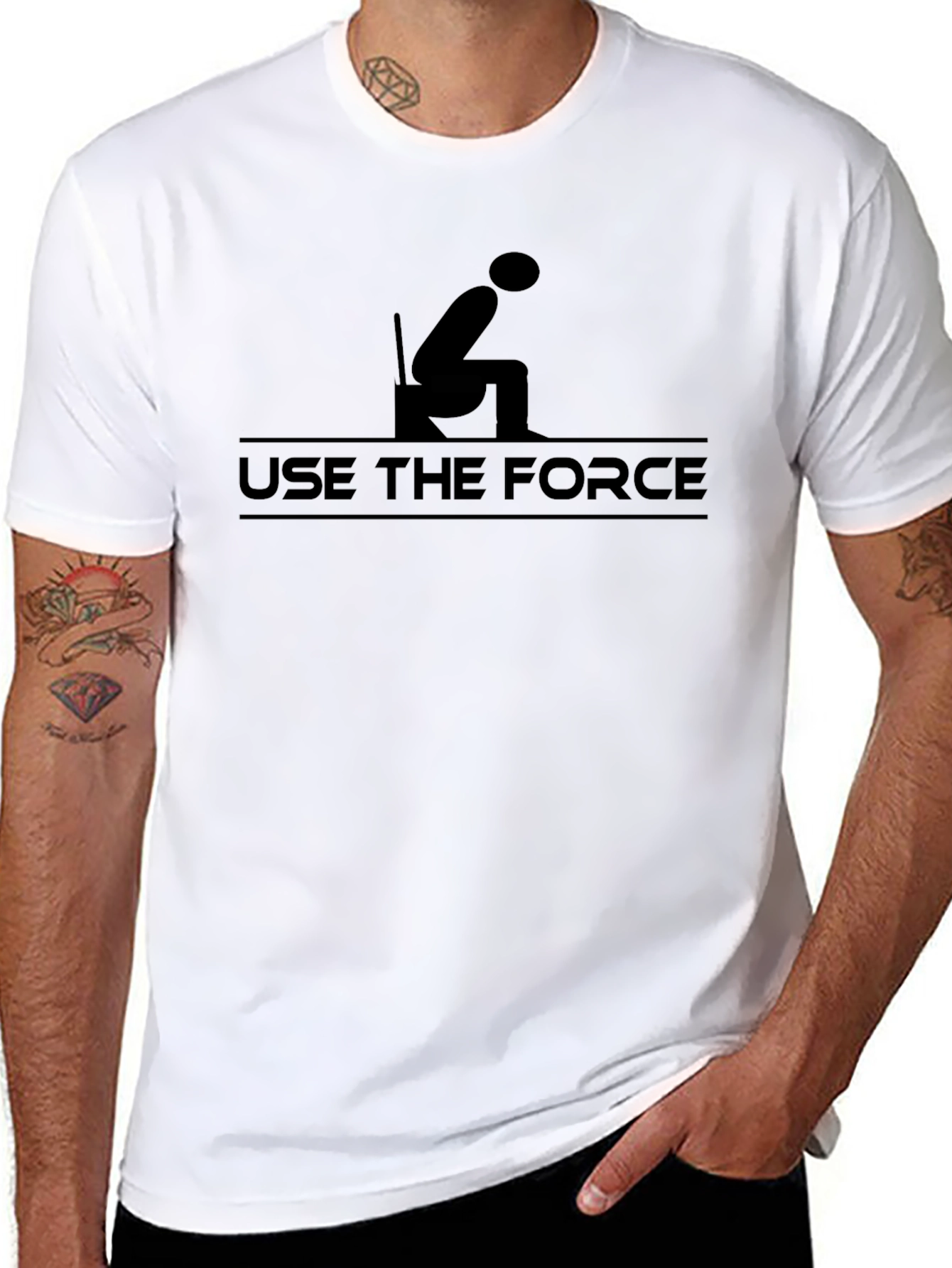 Black Use The Force T-Shirt - Funny Star Wars Inspired Graphic Tee view 8
