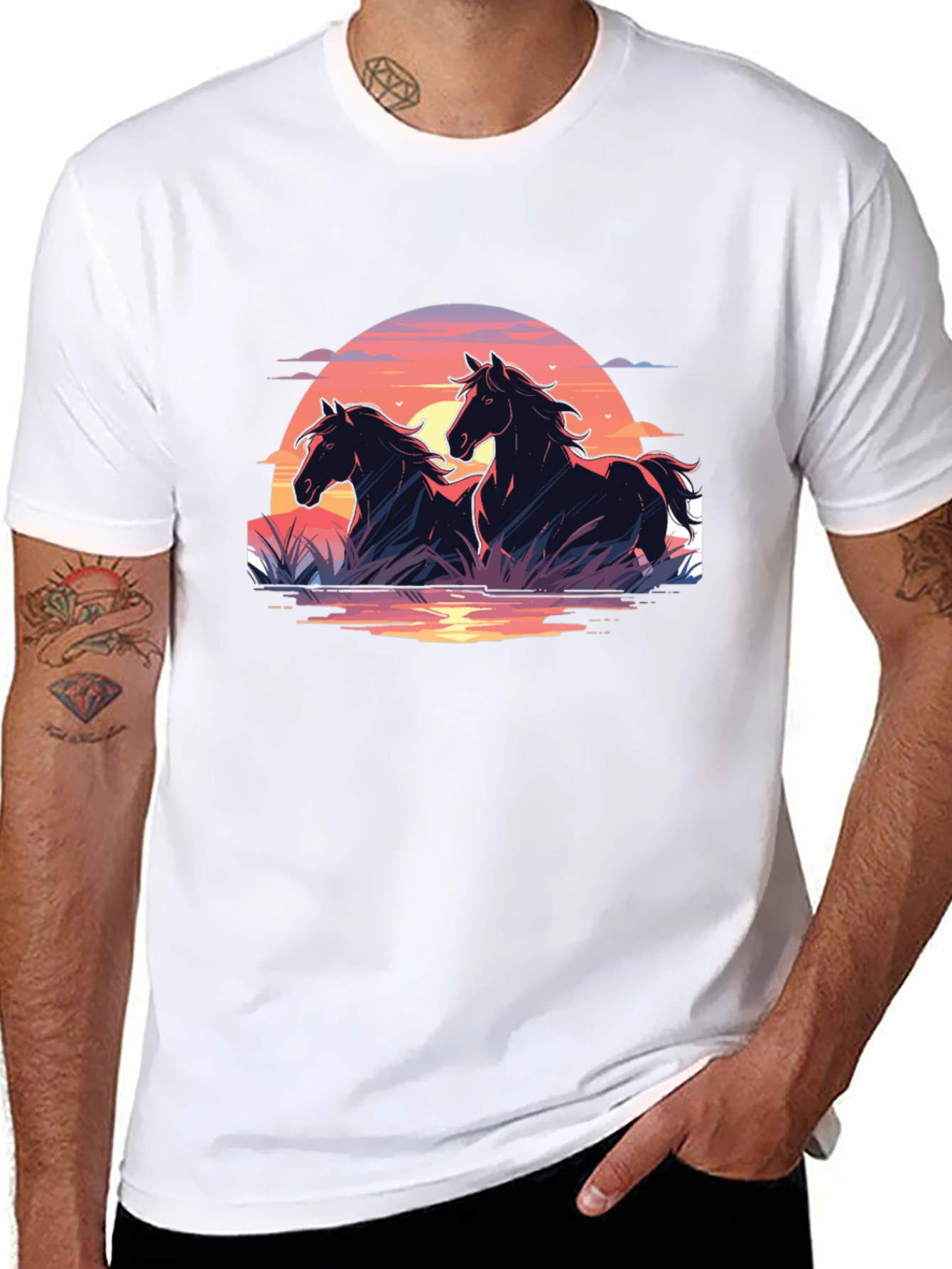 Black Black Horse Sunset Graphic Tee view 8