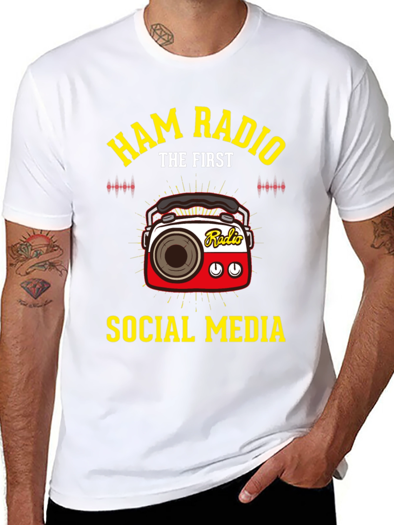 Black Ham Radio The First Social Media T-Shirt view 8