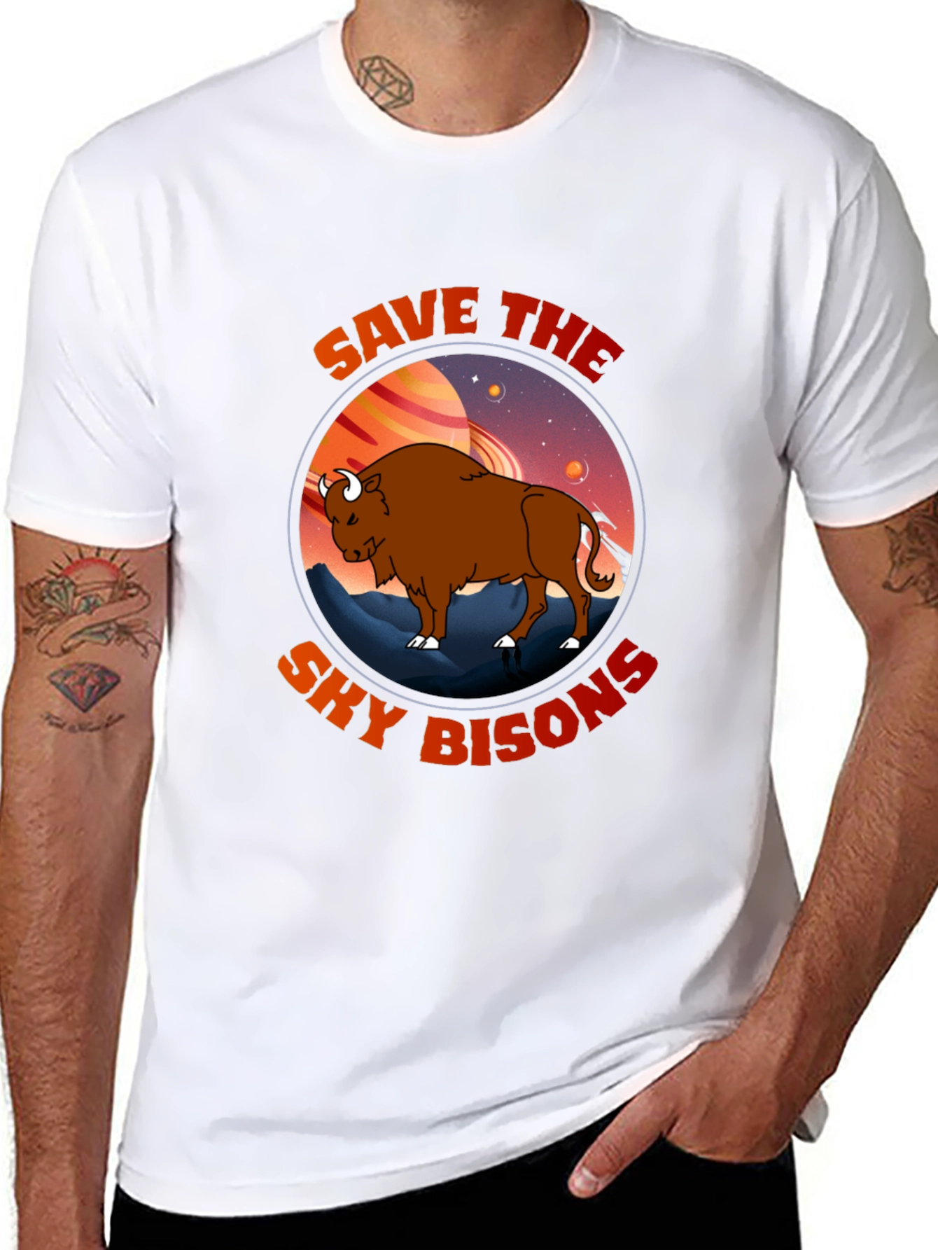 Black Save The Sky Bisons Graphic T-Shirt view 8