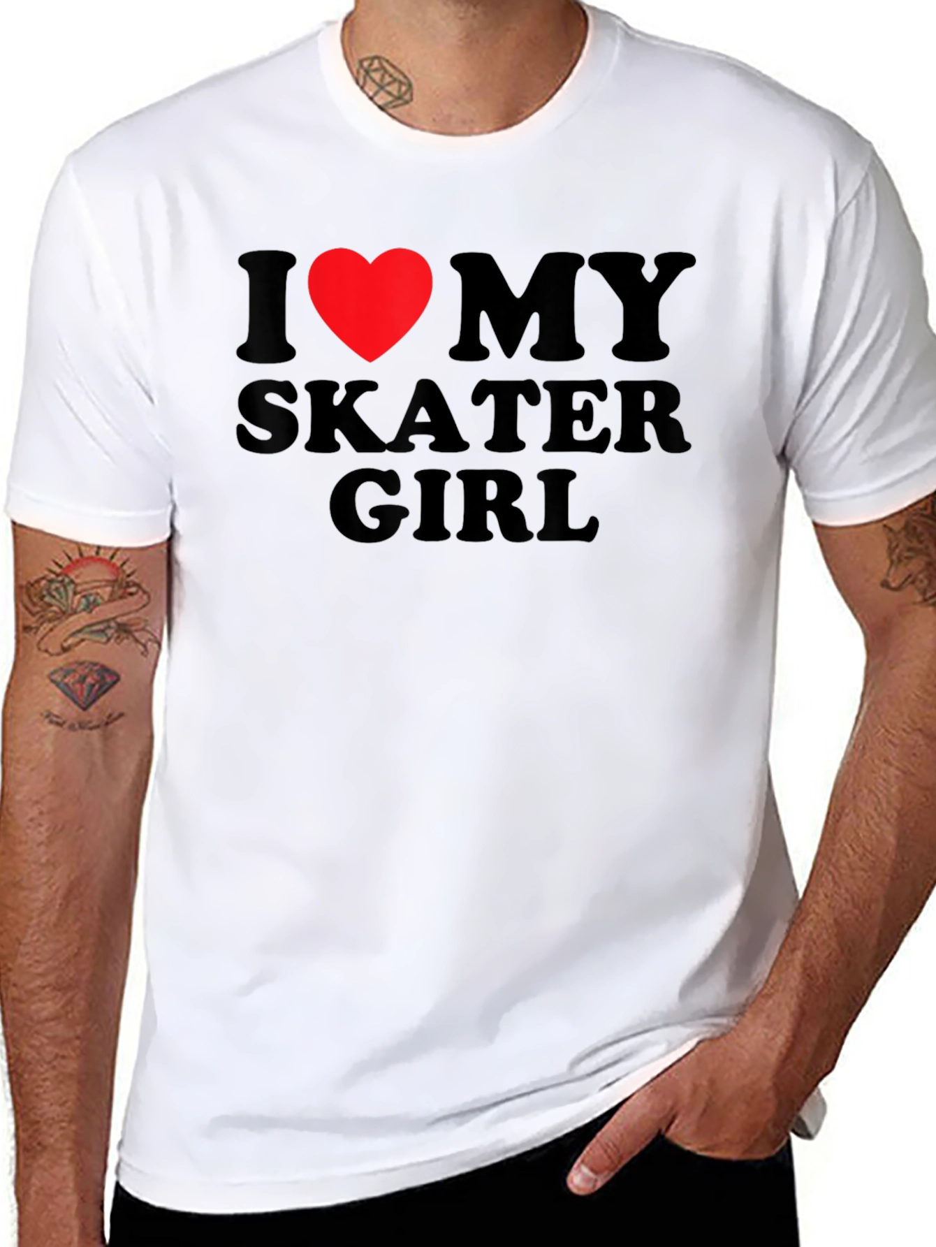 Black I Heart My Skater Girl T-Shirt - Black Cotton Tee view 8