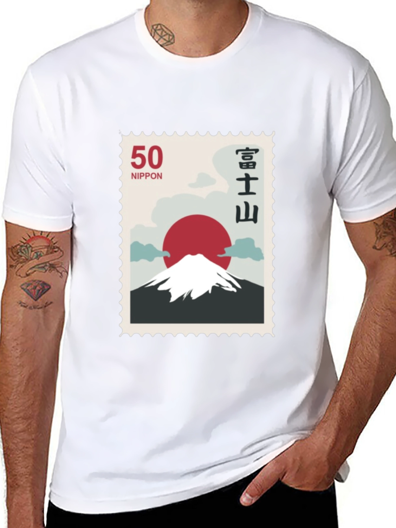 Black Japanese Mount Fuji Stamp T-Shirt view 8