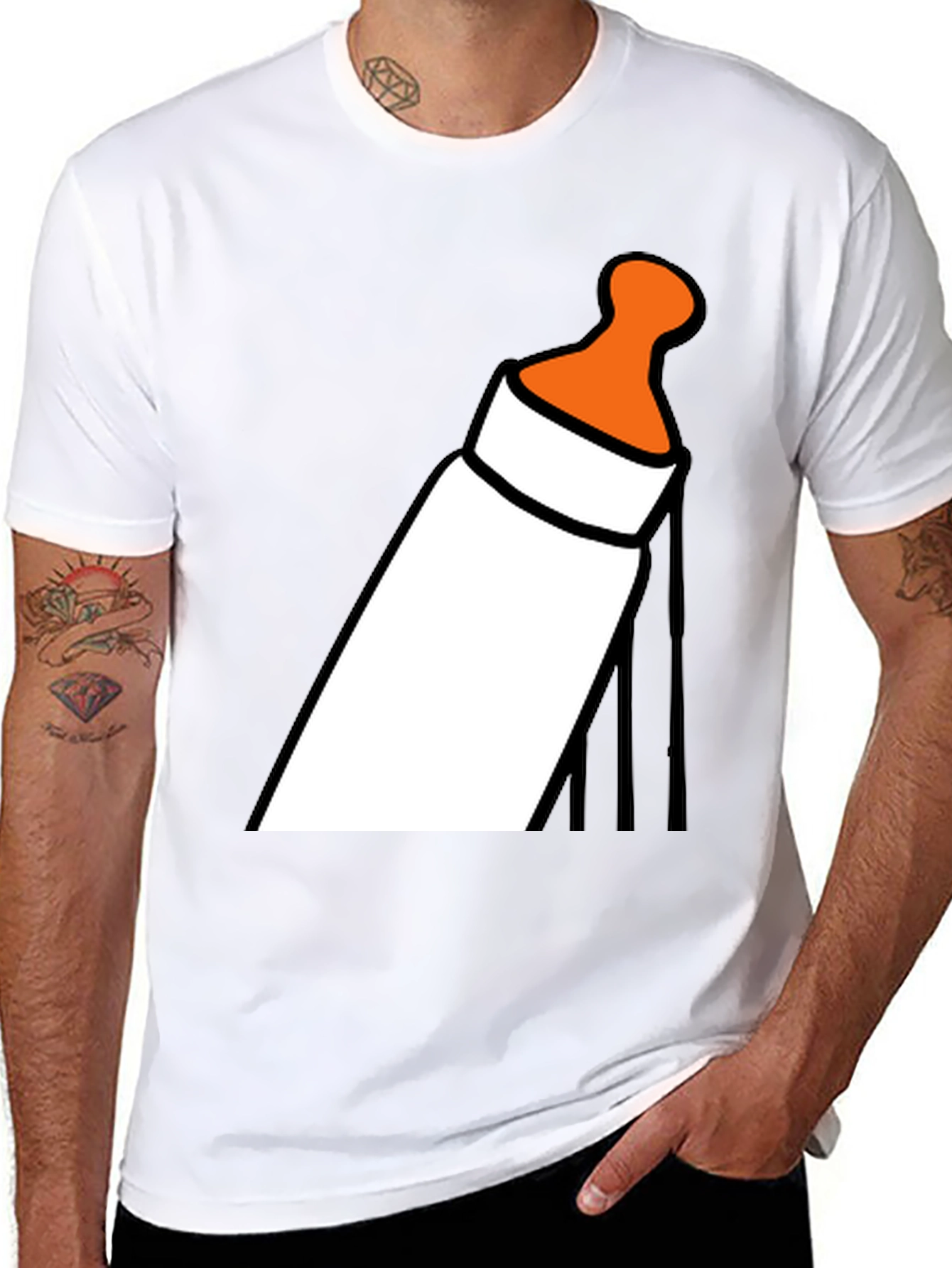 Black Baby Bottle Graphic T-Shirt - Funny Novelty Tee view 8