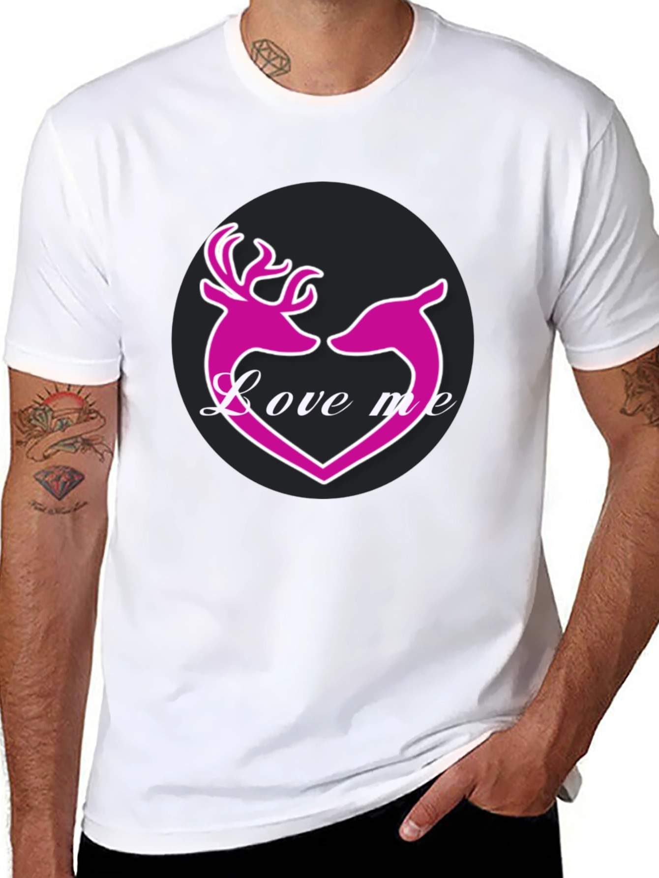 Black Love Me Deer Heart Graphic T-Shirt view 8