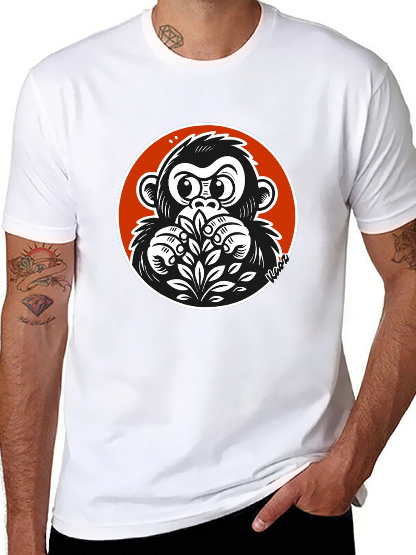 Black Cool Gorilla Graphic Tee - Black Cotton T-Shirt view 8