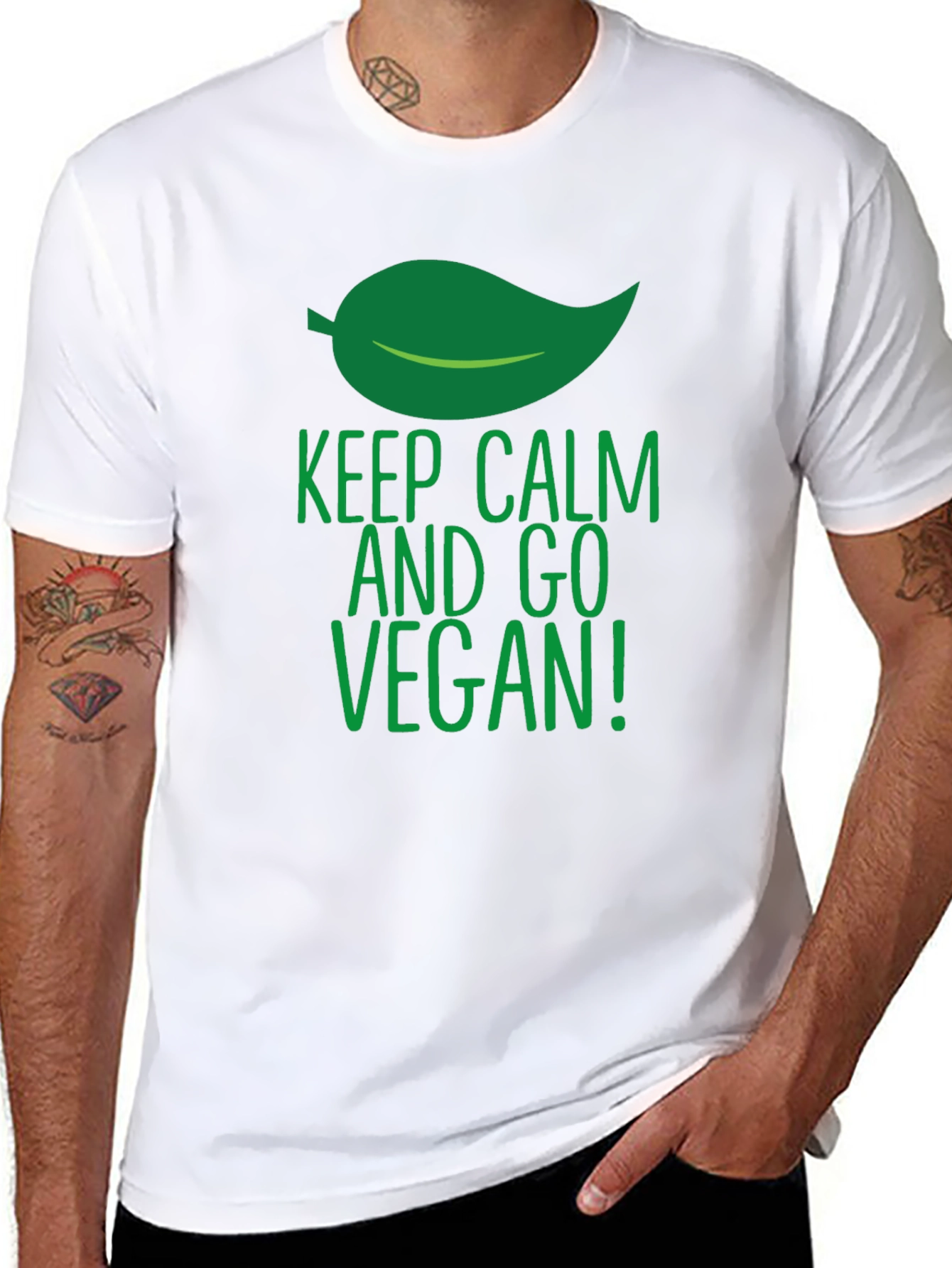 Black Keep Calm and Go Vegan T-Shirt - Black, Short Sleeve view 8
