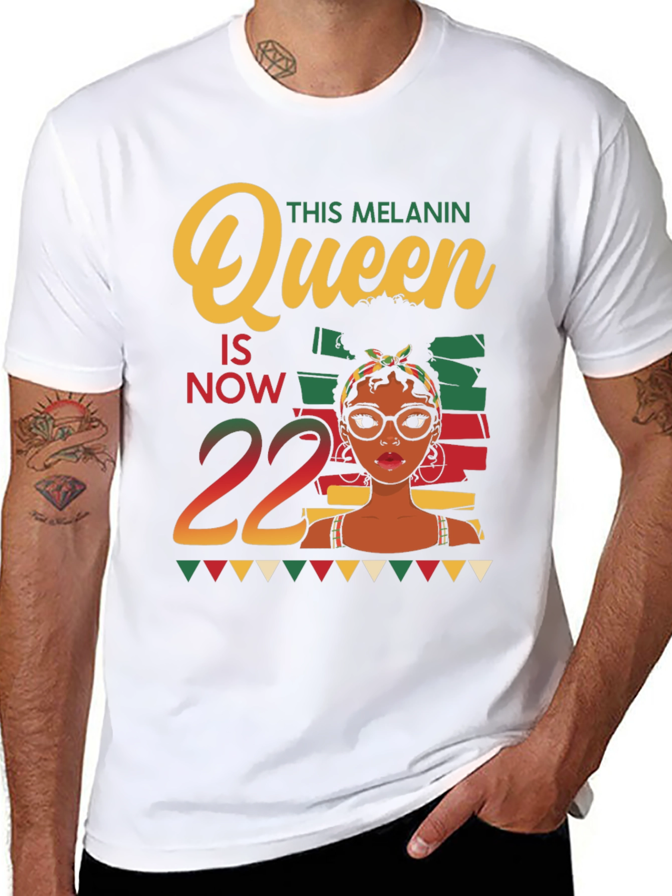 Black Melanin Queen 22nd Birthday Black T-Shirt view 8