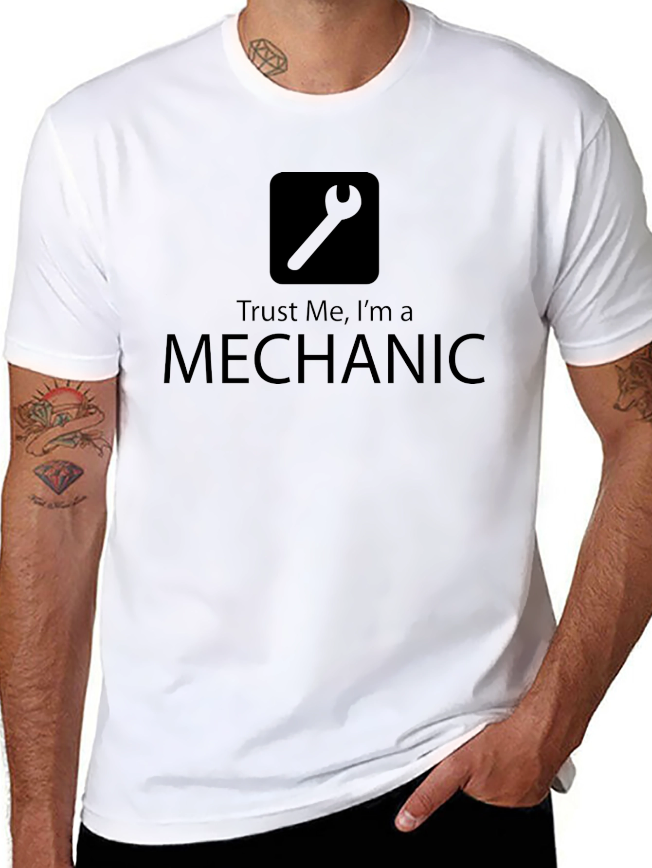 Black Trust Me I'm a Mechanic Black T-Shirt view 8