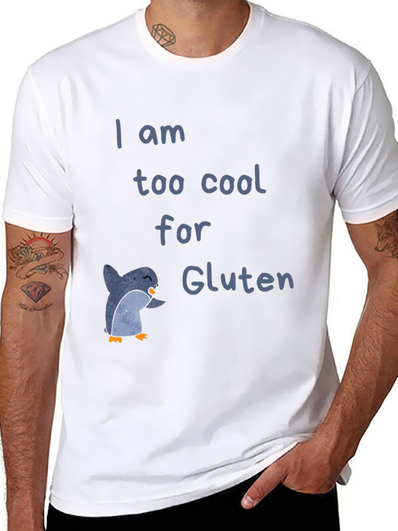 Black Cool Penguin Gluten-Free T-Shirt view 8