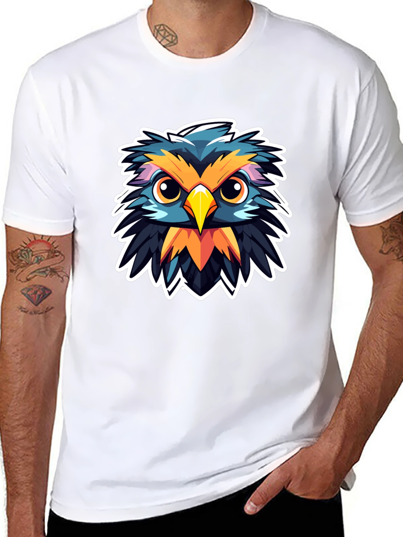 Black Owl Graphic Print Black T-Shirt view 8