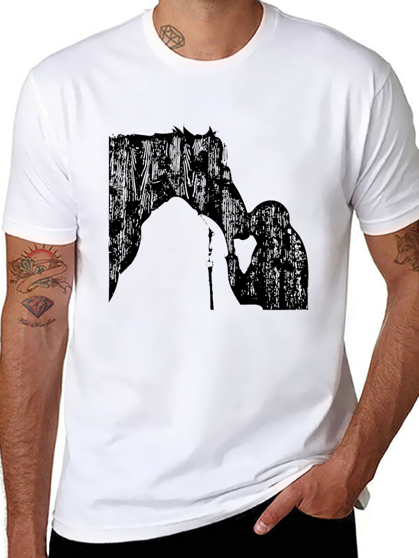 Horse and Rider Black Graphic T-Shirt - 8