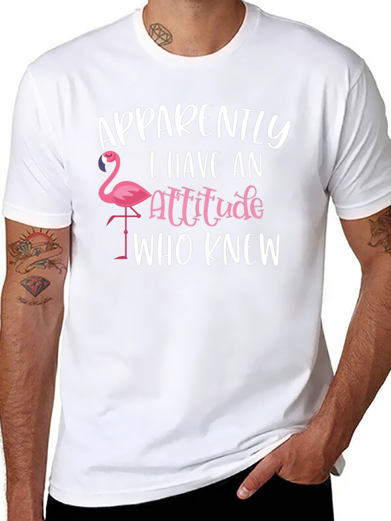 Black Funny Flamingo Attitude T-Shirt view 8