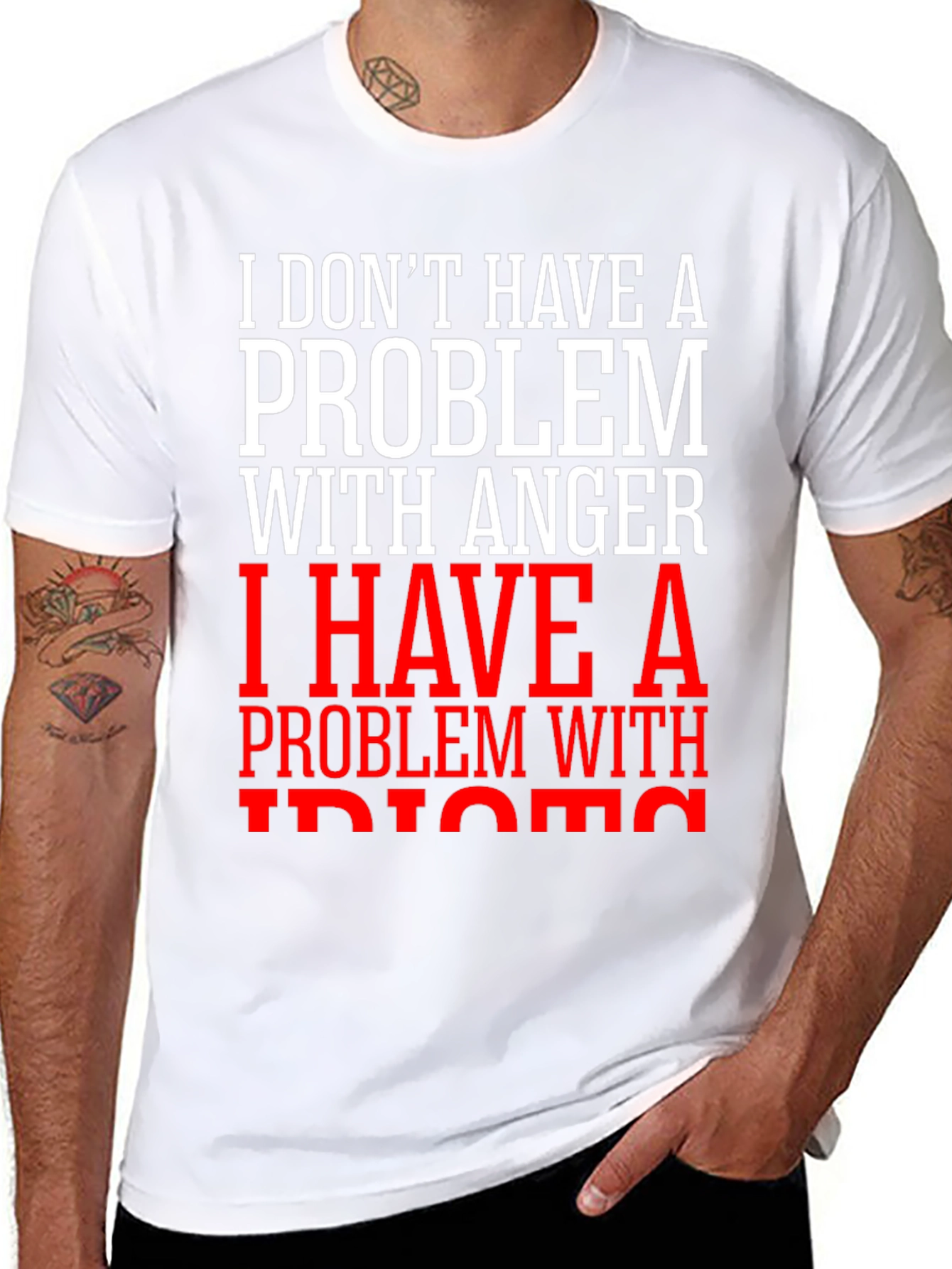 Black Funny Anger Problem Graphic T-Shirt view 8