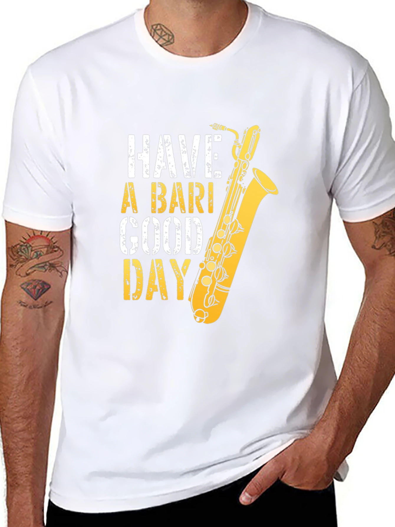 Black Have A Bari Good Day Saxophone T-Shirt view 8