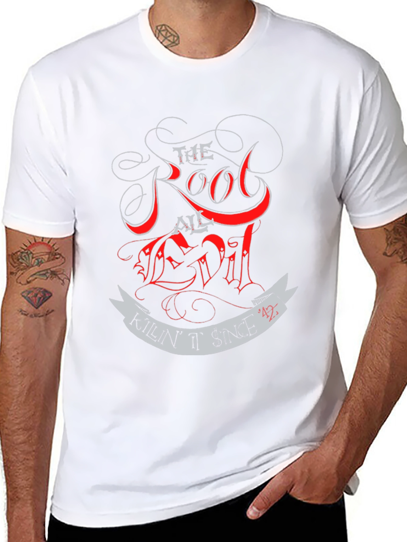 Black Root of All Evil T-Shirt - Killin' It Since '42 view 8