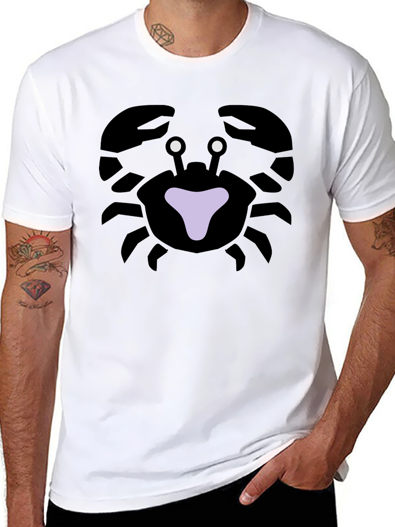 Black Crab Graphic Tee - Black Cotton T-Shirt view 8