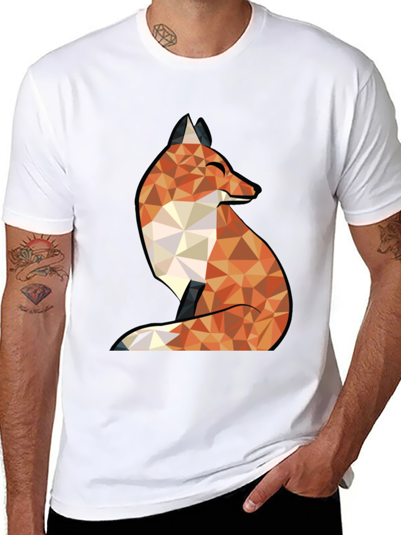 Black Geometric Fox Graphic Tee - Stylish & Unique Design view 8