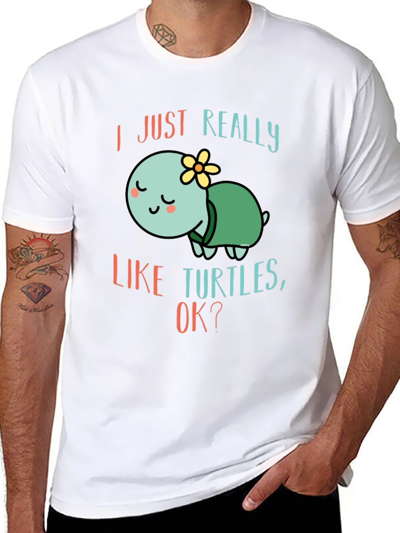Black I Just Really Like Turtles T-Shirt Cute Cartoon Tee view 8