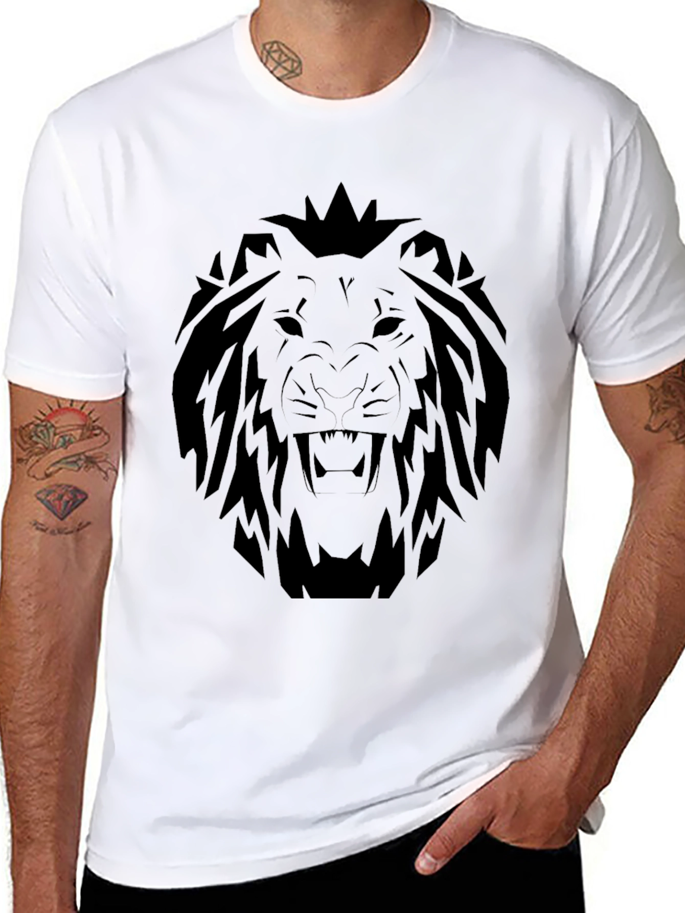 Black Lion Graphic Print Black T-Shirt view 8