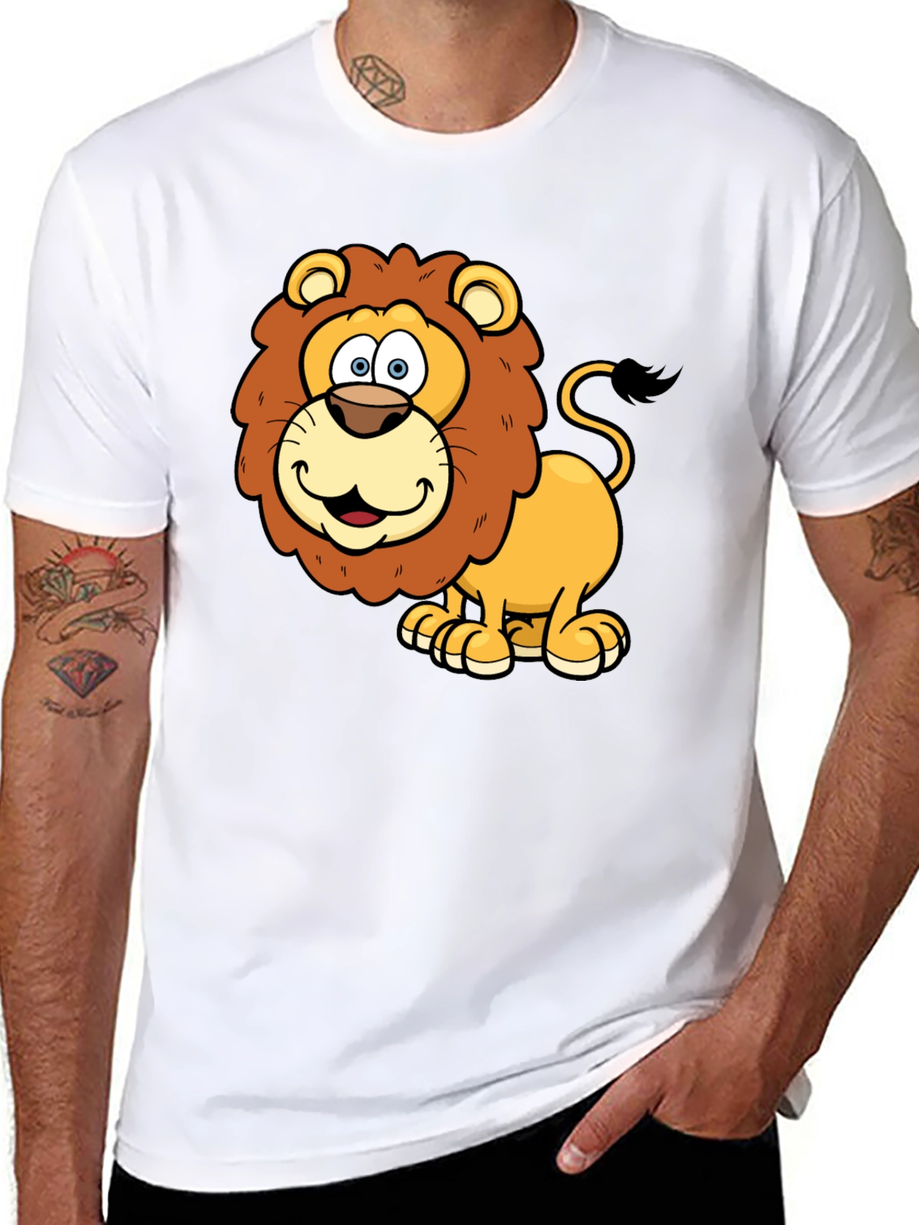 Black Lion Cartoon Graphic T-Shirt view 8