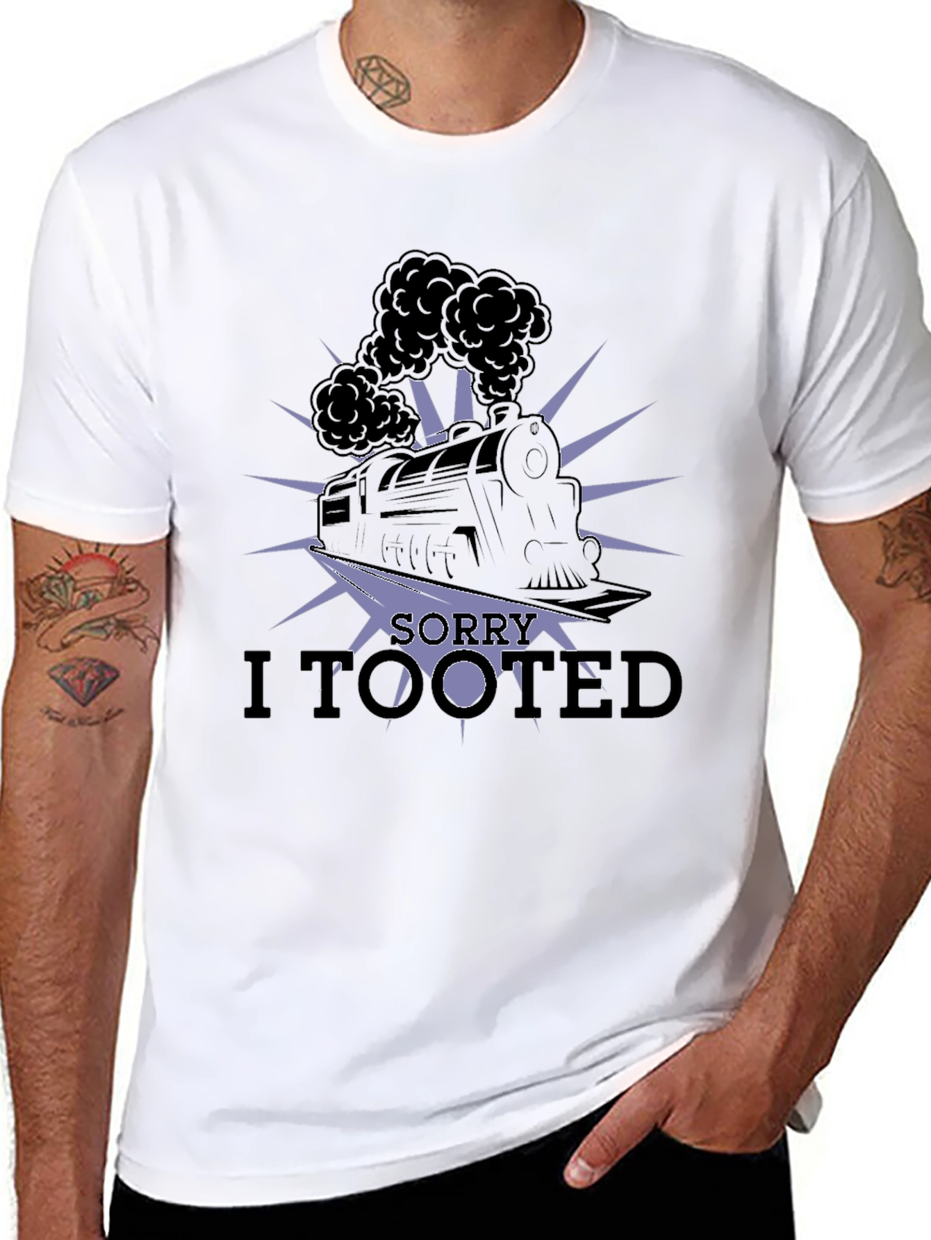 Black Funny "Sorry I Tooted" Train T-Shirt view 8
