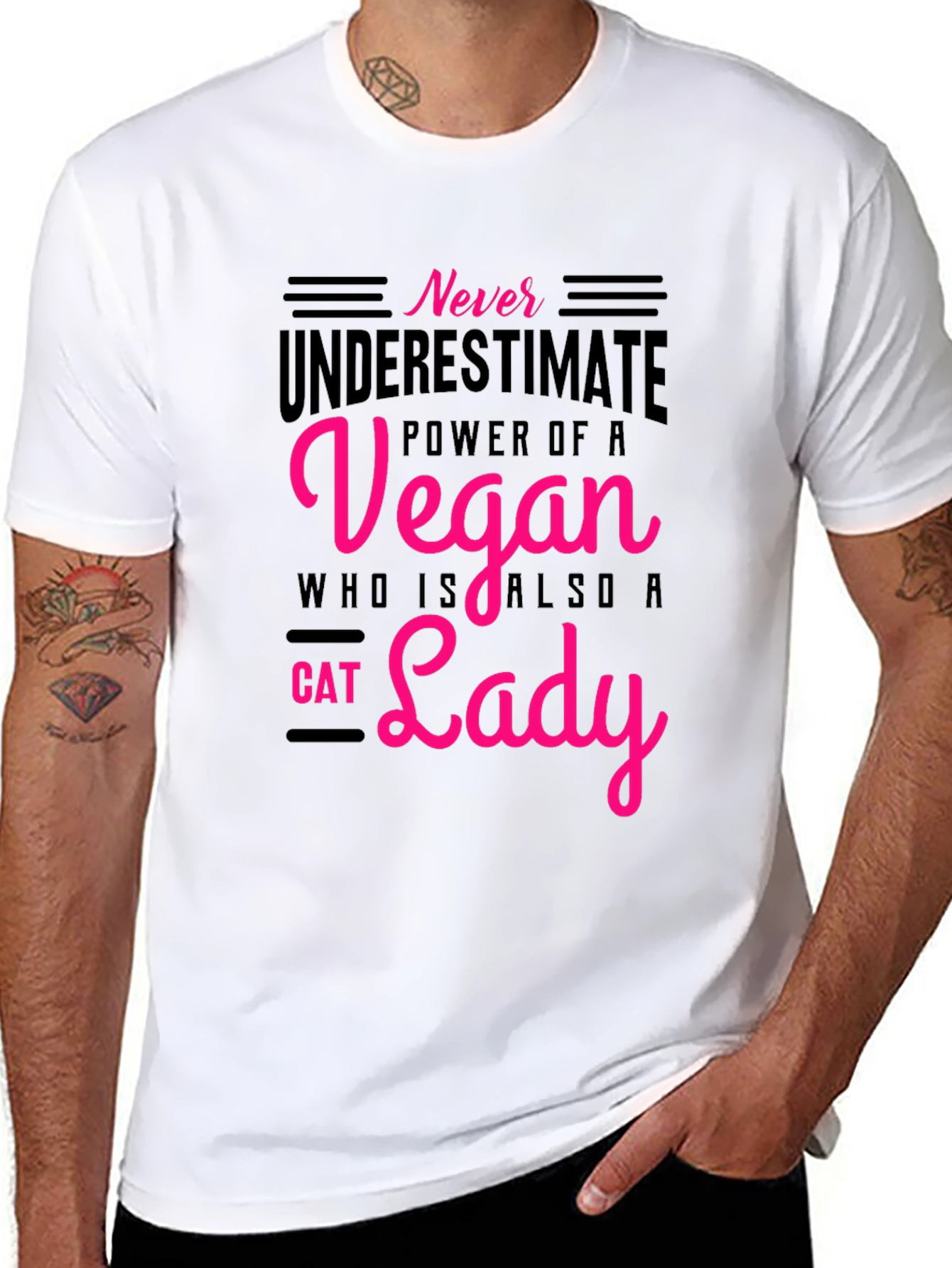 Black Vegan Cat Lady T-Shirt: Never Underestimate the Power! view 8