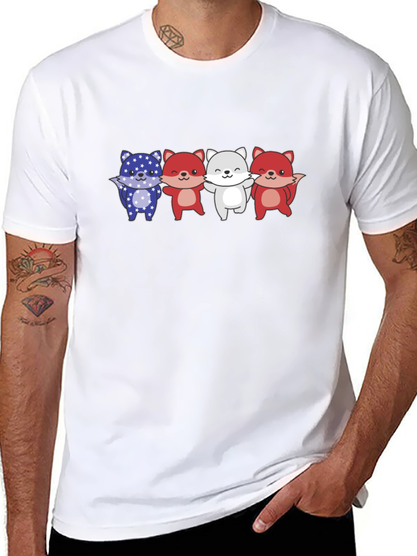 Black Patriotic Fox T-Shirt - USA Animal Design view 8