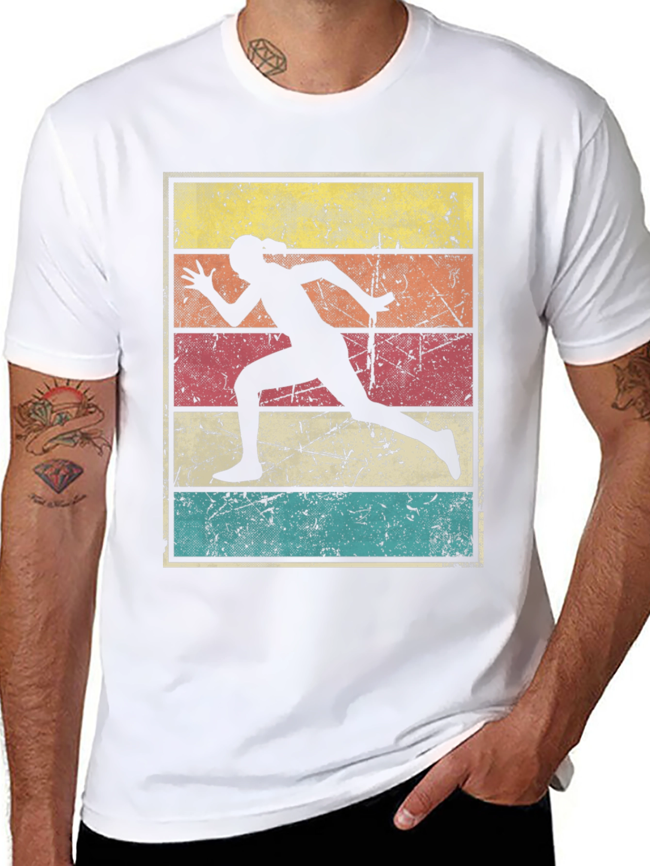Black Retro Runner T-Shirt | Vintage Style Athletics Tee view 8
